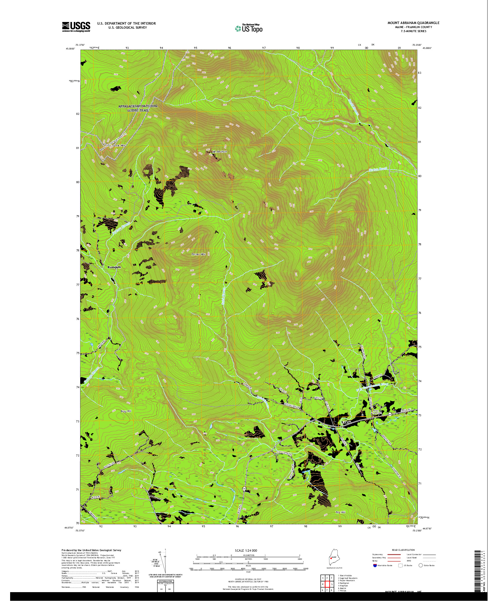 USGS US TOPO 7.5-MINUTE MAP FOR MOUNT ABRAHAM, ME 2021