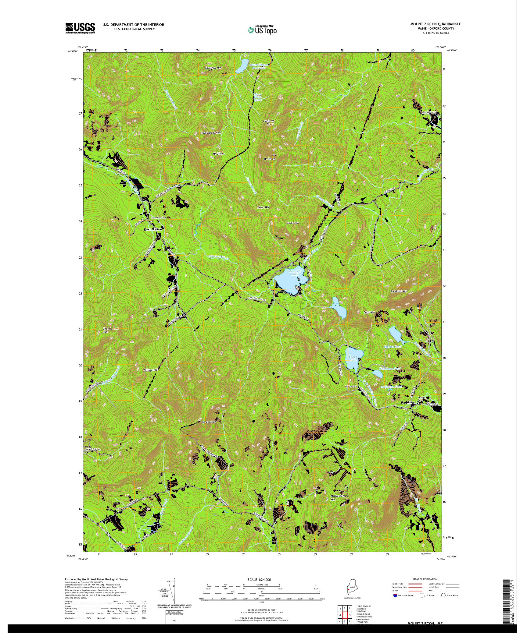 USGS US TOPO 7.5-MINUTE MAP FOR MOUNT ZIRCON, ME 2021