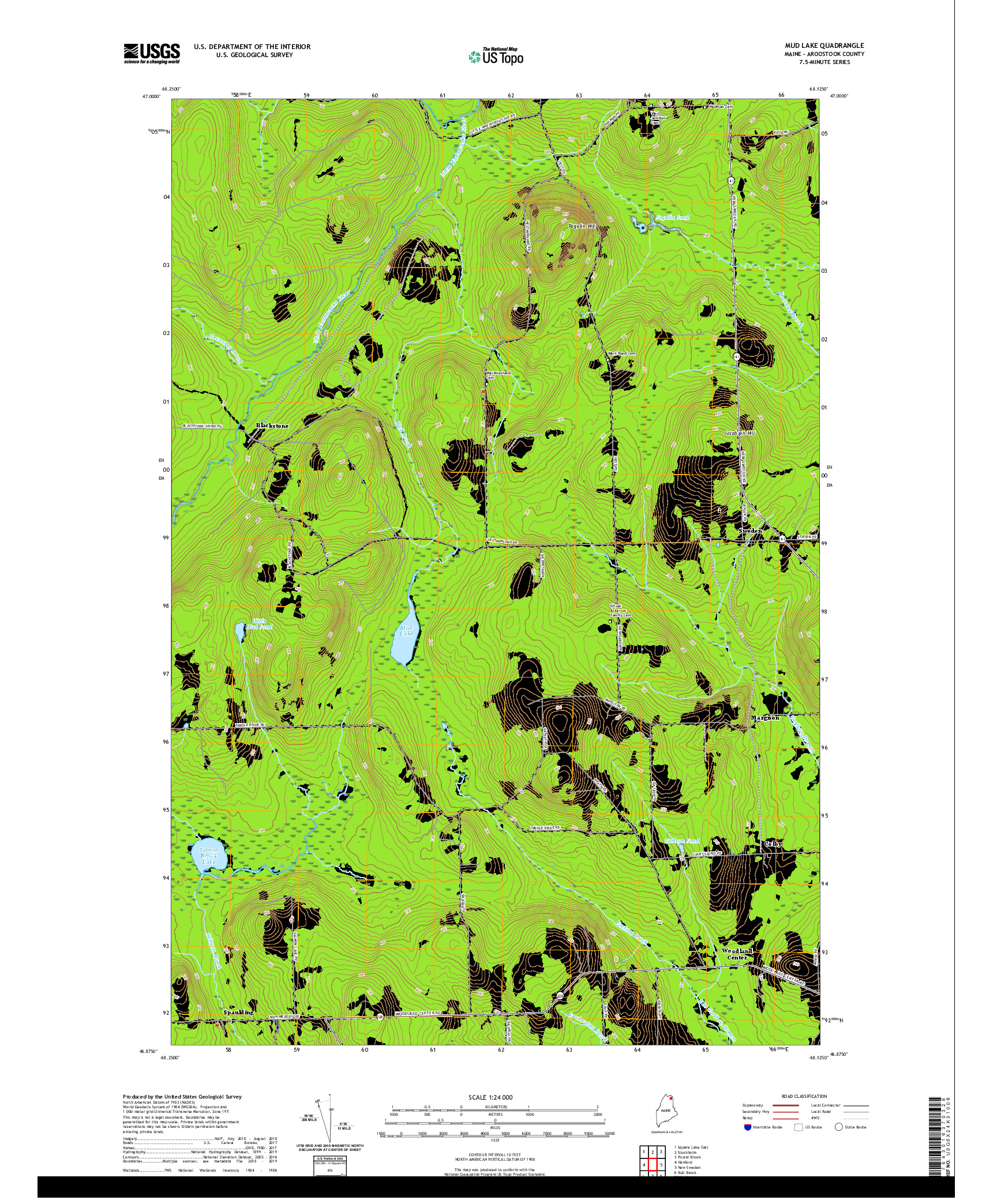 USGS US TOPO 7.5-MINUTE MAP FOR MUD LAKE, ME 2021