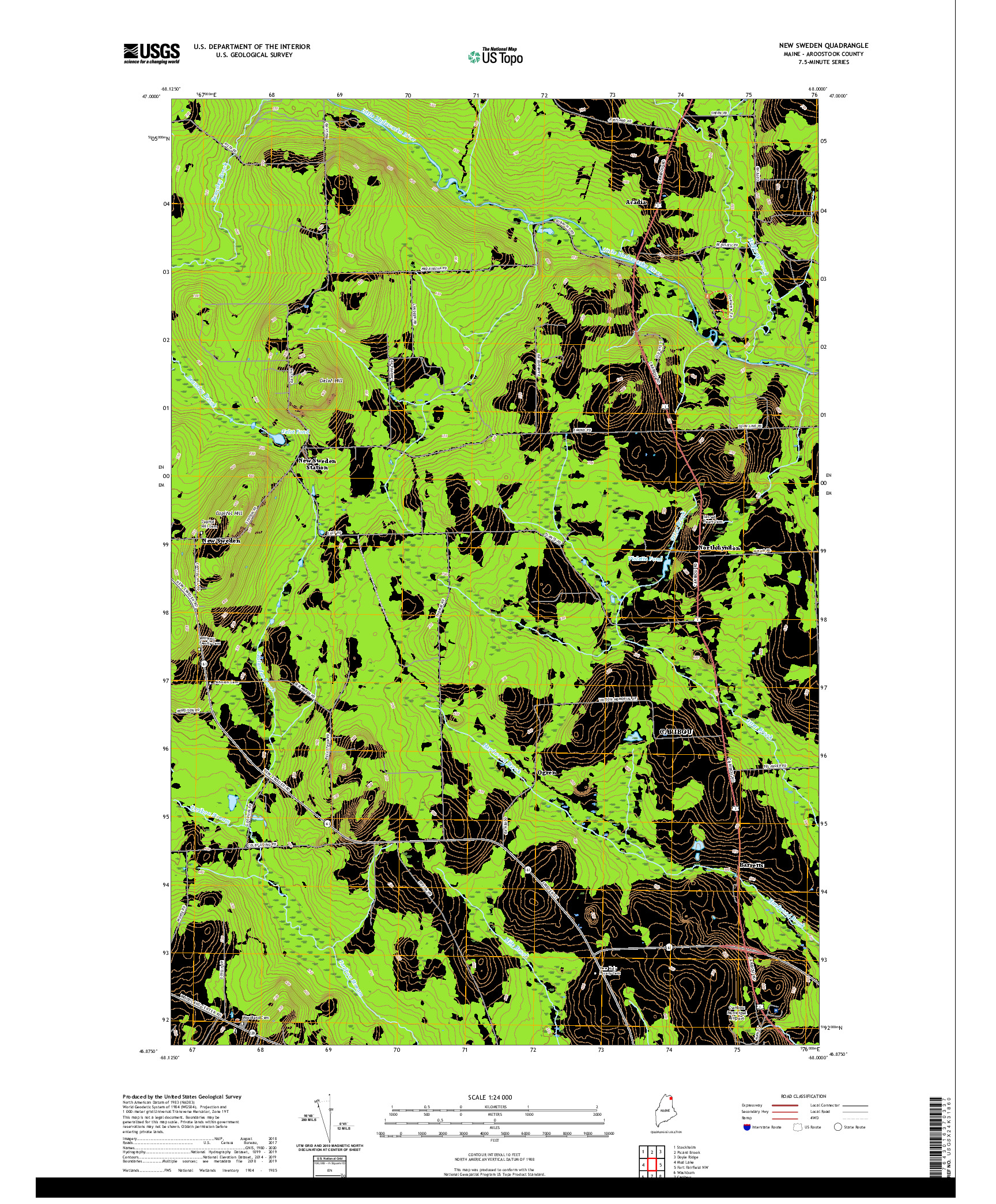 USGS US TOPO 7.5-MINUTE MAP FOR NEW SWEDEN, ME 2021