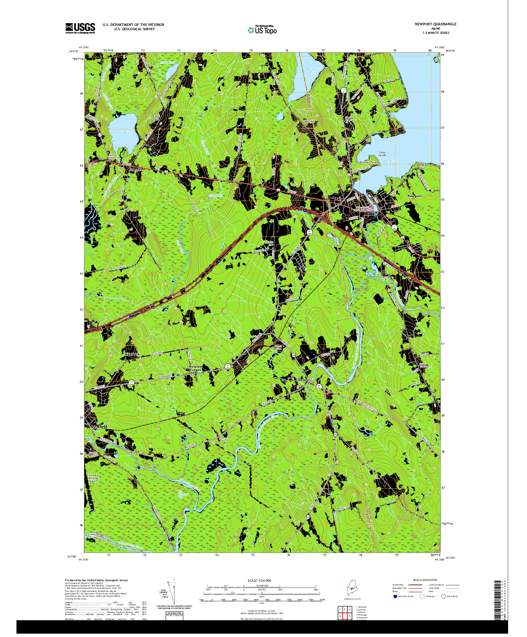 USGS US TOPO 7.5-MINUTE MAP FOR NEWPORT, ME 2021