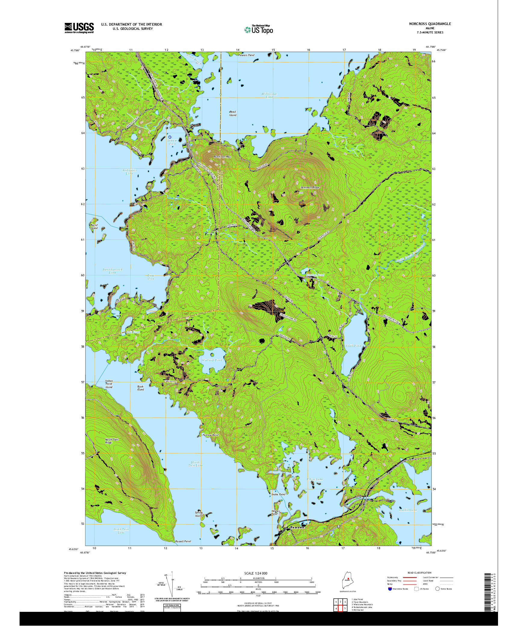 USGS US TOPO 7.5-MINUTE MAP FOR NORCROSS, ME 2021