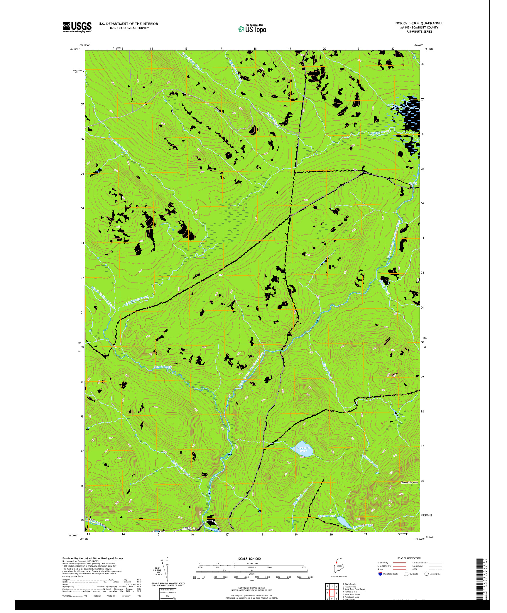 USGS US TOPO 7.5-MINUTE MAP FOR NORRIS BROOK, ME 2021