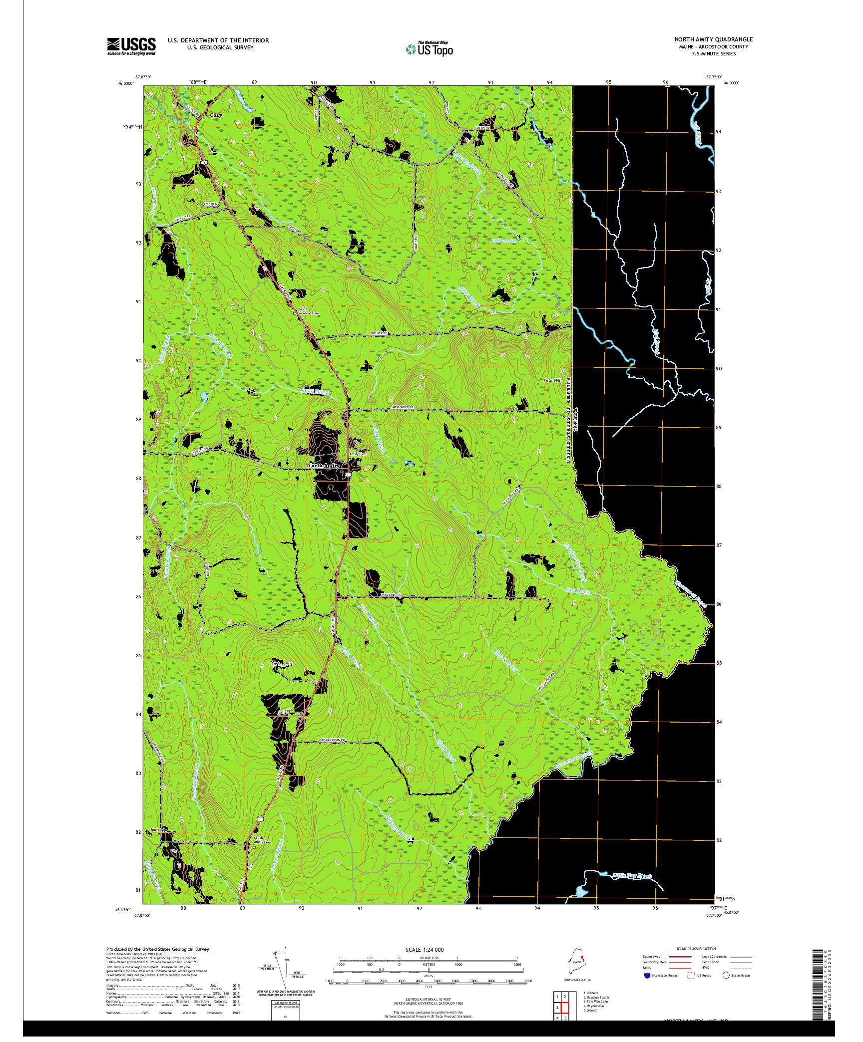 USGS US TOPO 7.5-MINUTE MAP FOR NORTH AMITY, ME,NB 2021