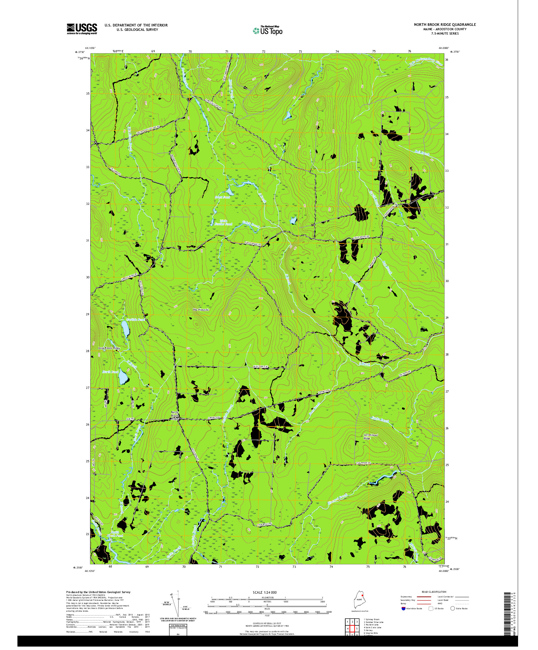 USGS US TOPO 7.5-MINUTE MAP FOR NORTH BROOK RIDGE, ME 2021