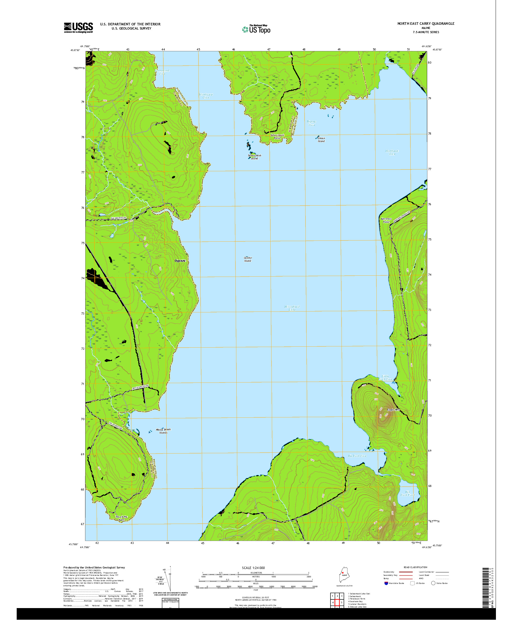 USGS US TOPO 7.5-MINUTE MAP FOR NORTH EAST CARRY, ME 2021
