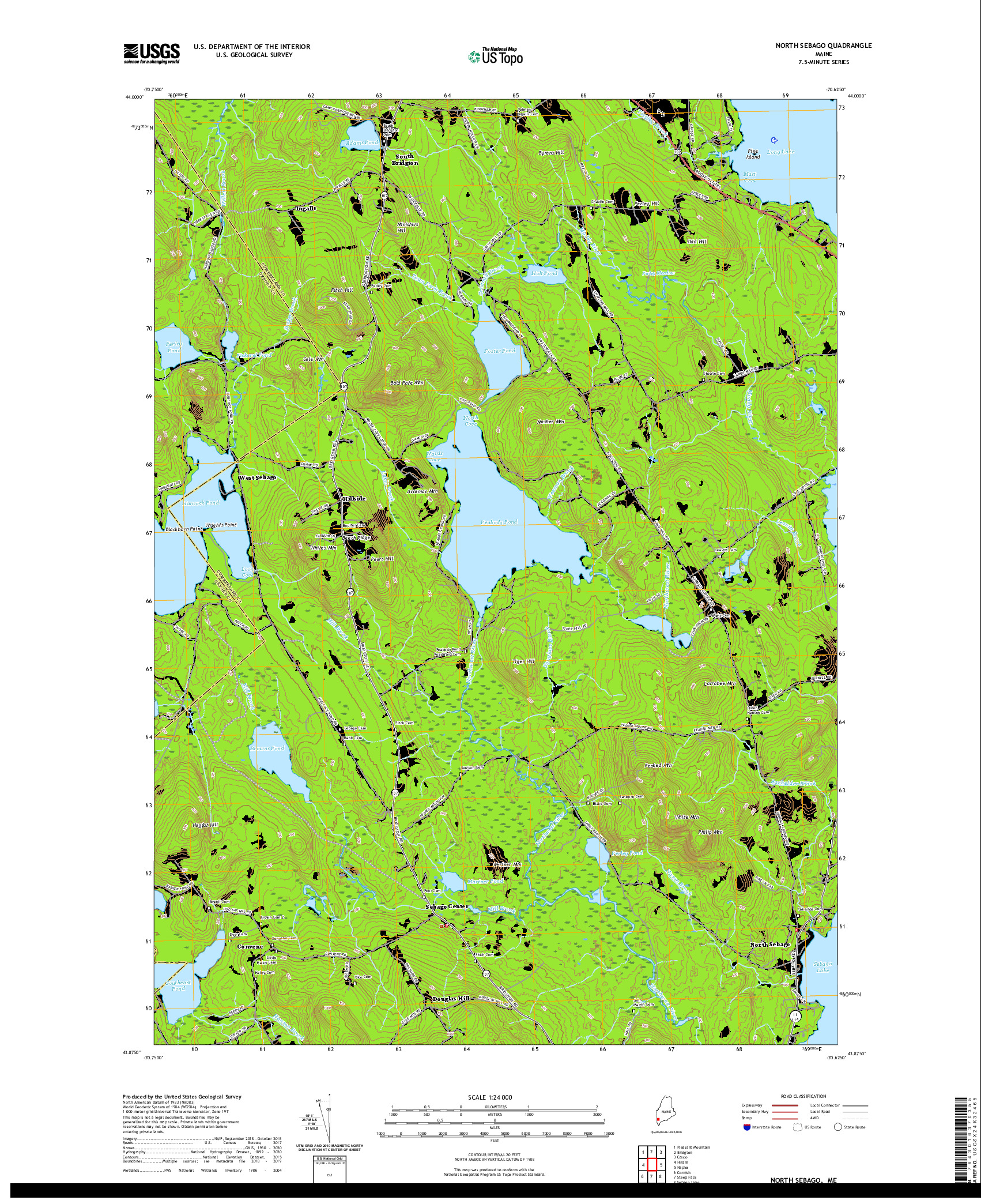 USGS US TOPO 7.5-MINUTE MAP FOR NORTH SEBAGO, ME 2021