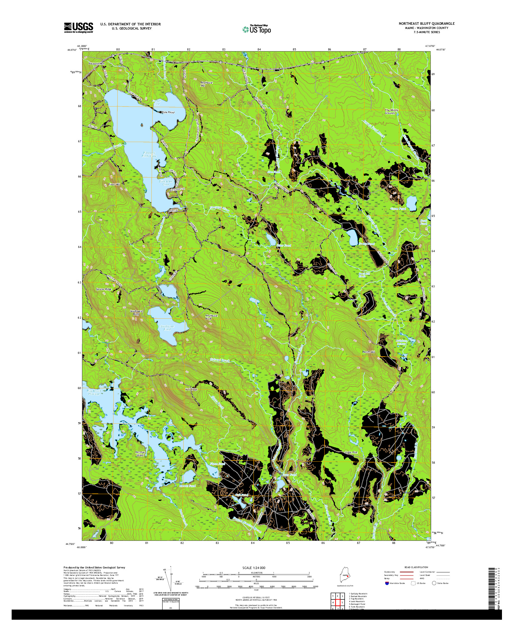 USGS US TOPO 7.5-MINUTE MAP FOR NORTHEAST BLUFF, ME 2021