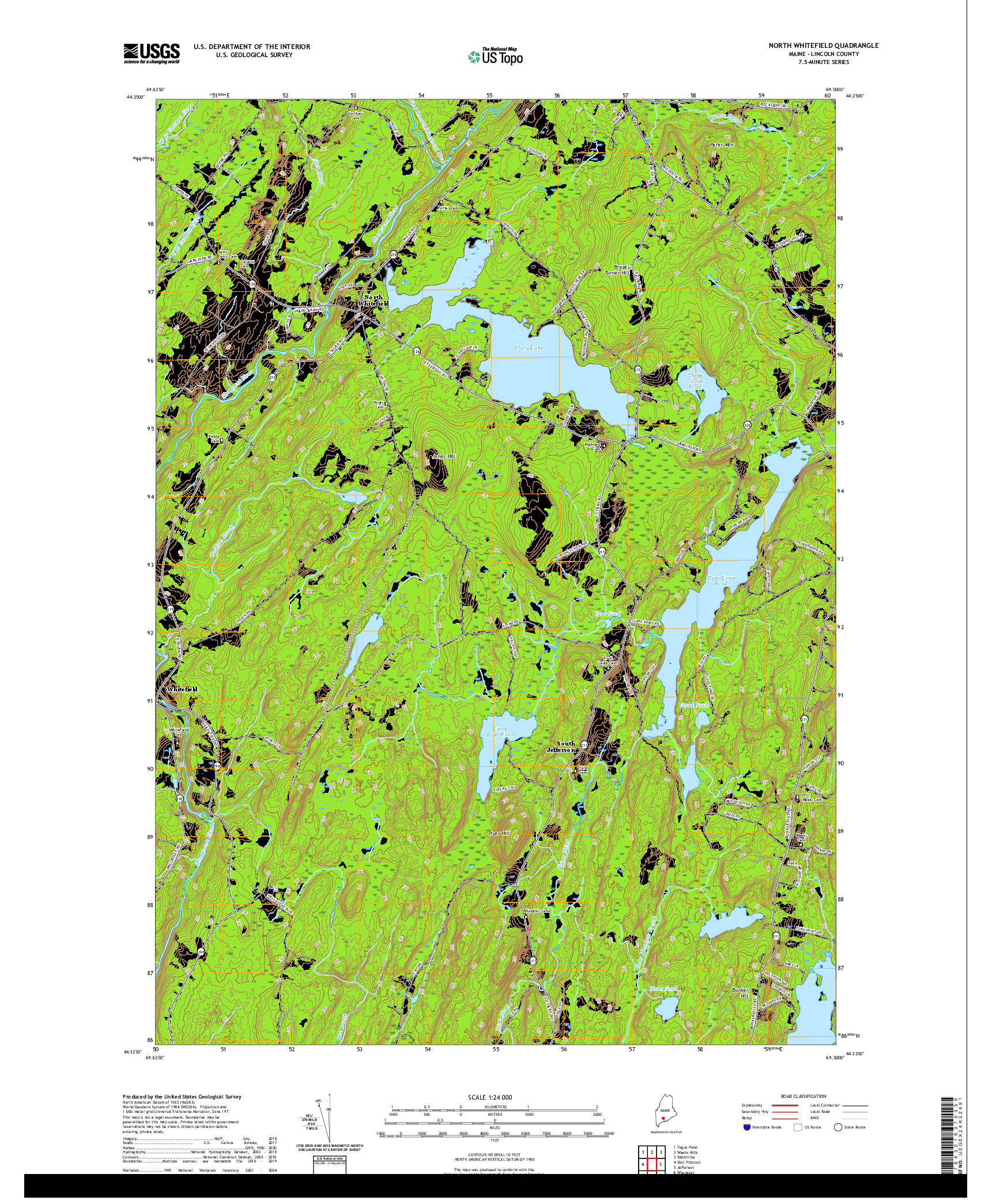USGS US TOPO 7.5-MINUTE MAP FOR NORTH WHITEFIELD, ME 2021