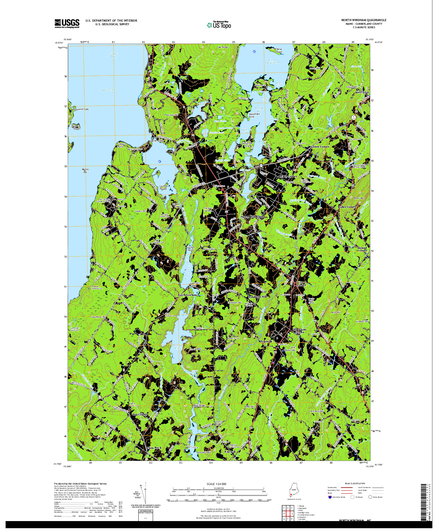 USGS US TOPO 7.5-MINUTE MAP FOR NORTH WINDHAM, ME 2021