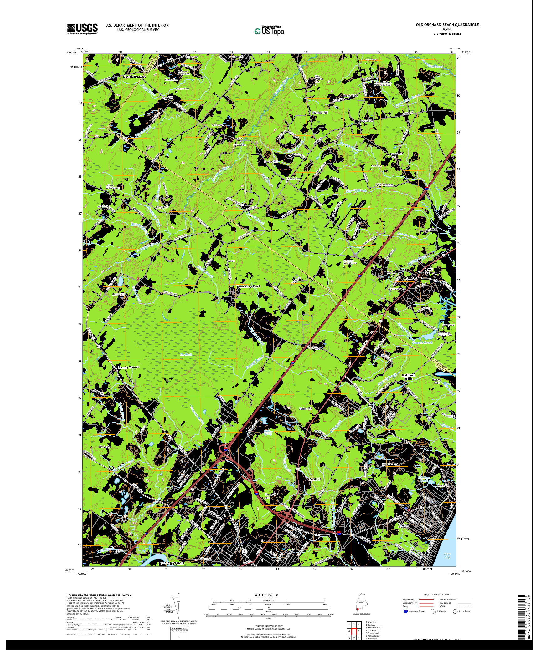 USGS US TOPO 7.5-MINUTE MAP FOR OLD ORCHARD BEACH, ME 2021