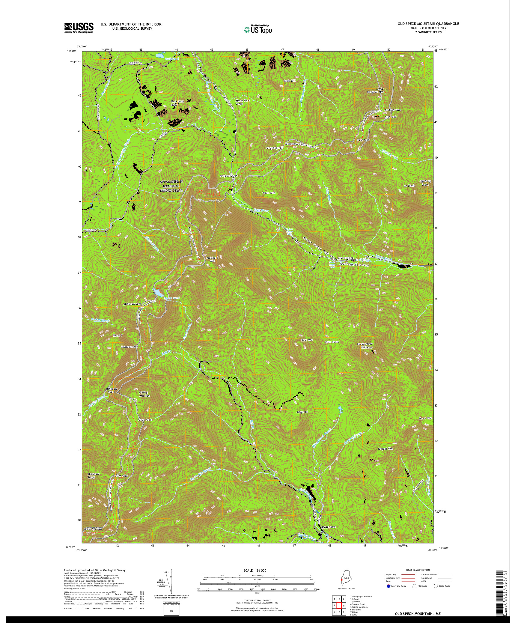 USGS US TOPO 7.5-MINUTE MAP FOR OLD SPECK MOUNTAIN, ME 2021