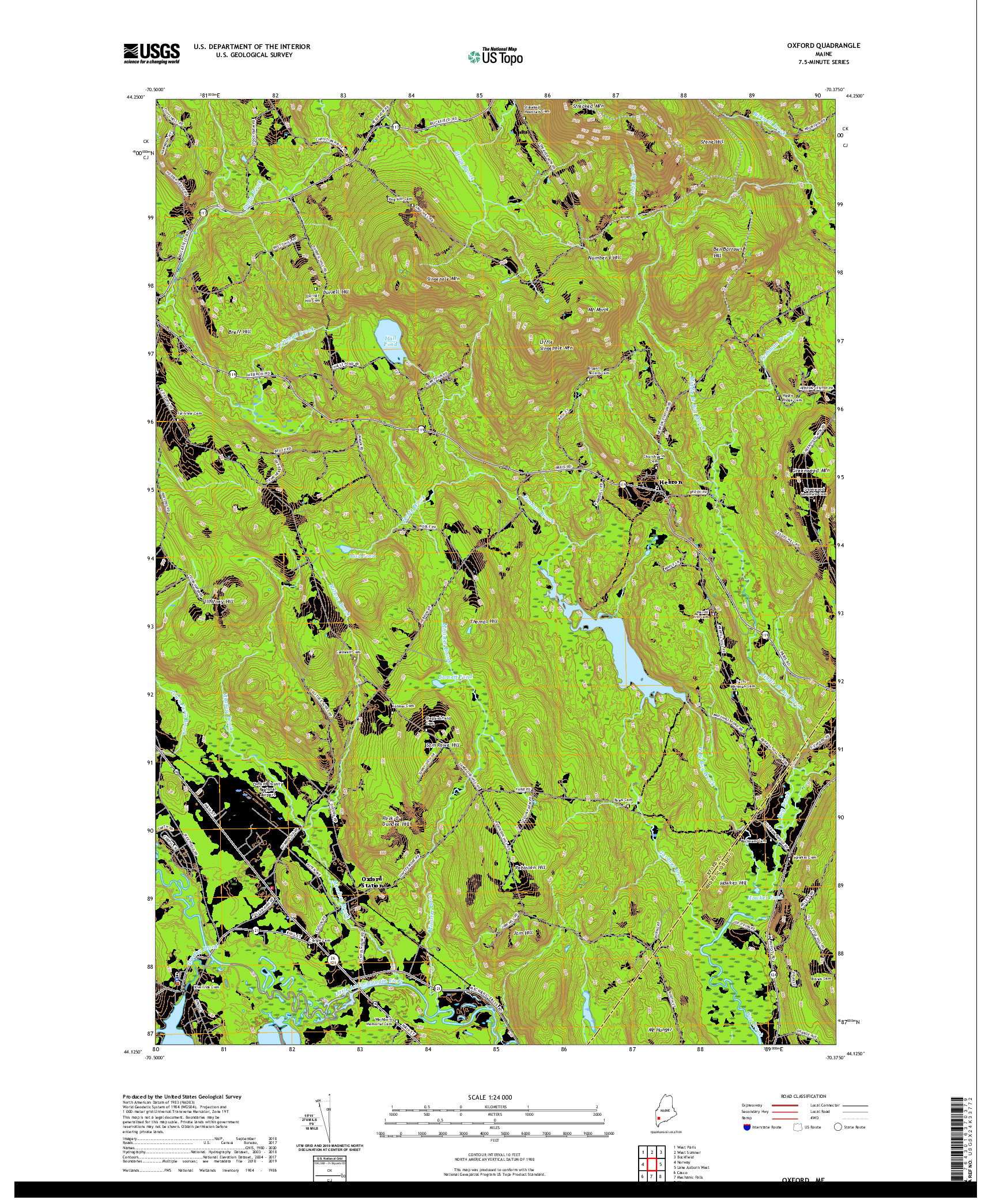 USGS US TOPO 7.5-MINUTE MAP FOR OXFORD, ME 2021