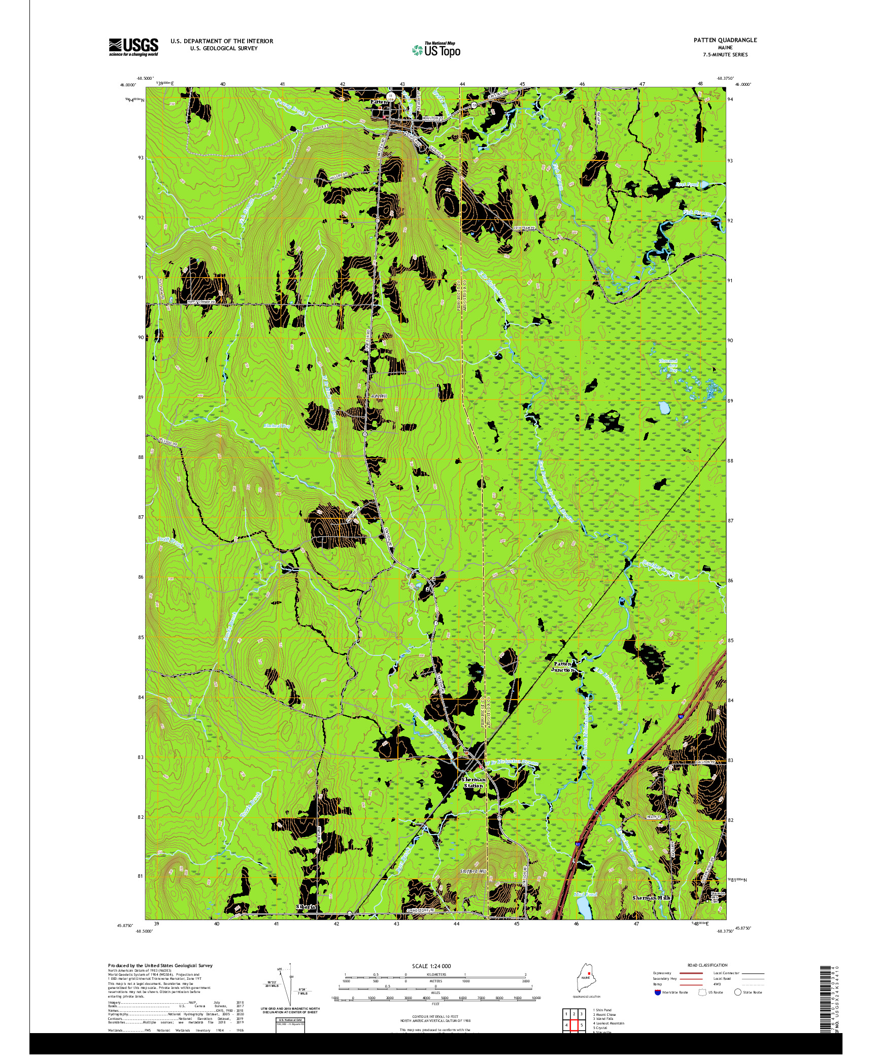 USGS US TOPO 7.5-MINUTE MAP FOR PATTEN, ME 2021