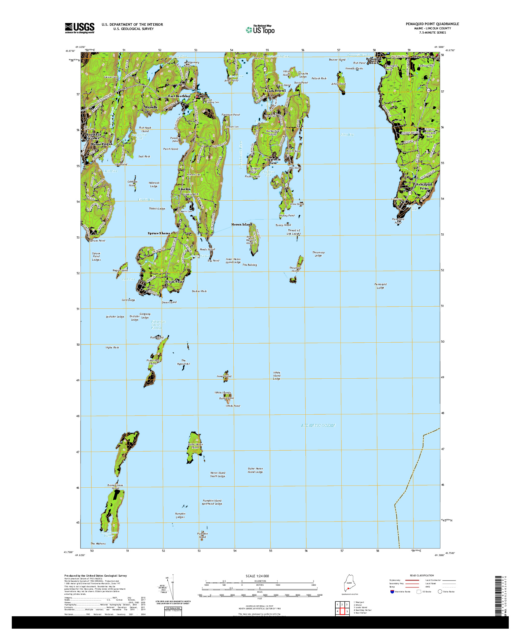 USGS US TOPO 7.5-MINUTE MAP FOR PEMAQUID POINT, ME 2021