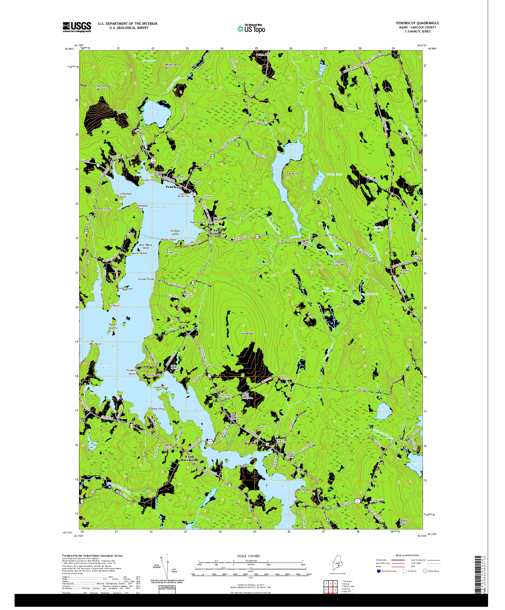 USGS US TOPO 7.5-MINUTE MAP FOR PENOBSCOT, ME 2021
