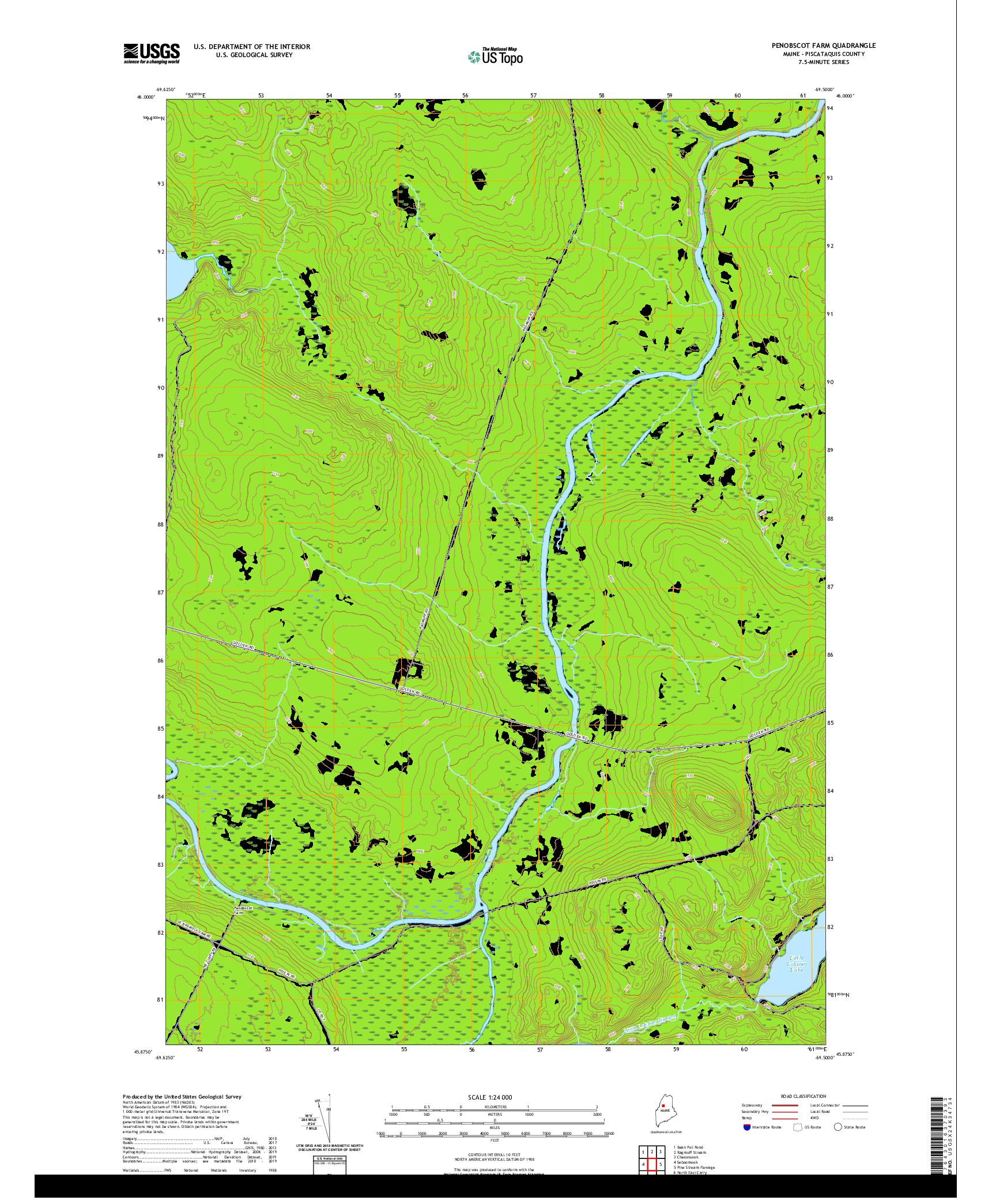 USGS US TOPO 7.5-MINUTE MAP FOR PENOBSCOT FARM, ME 2021