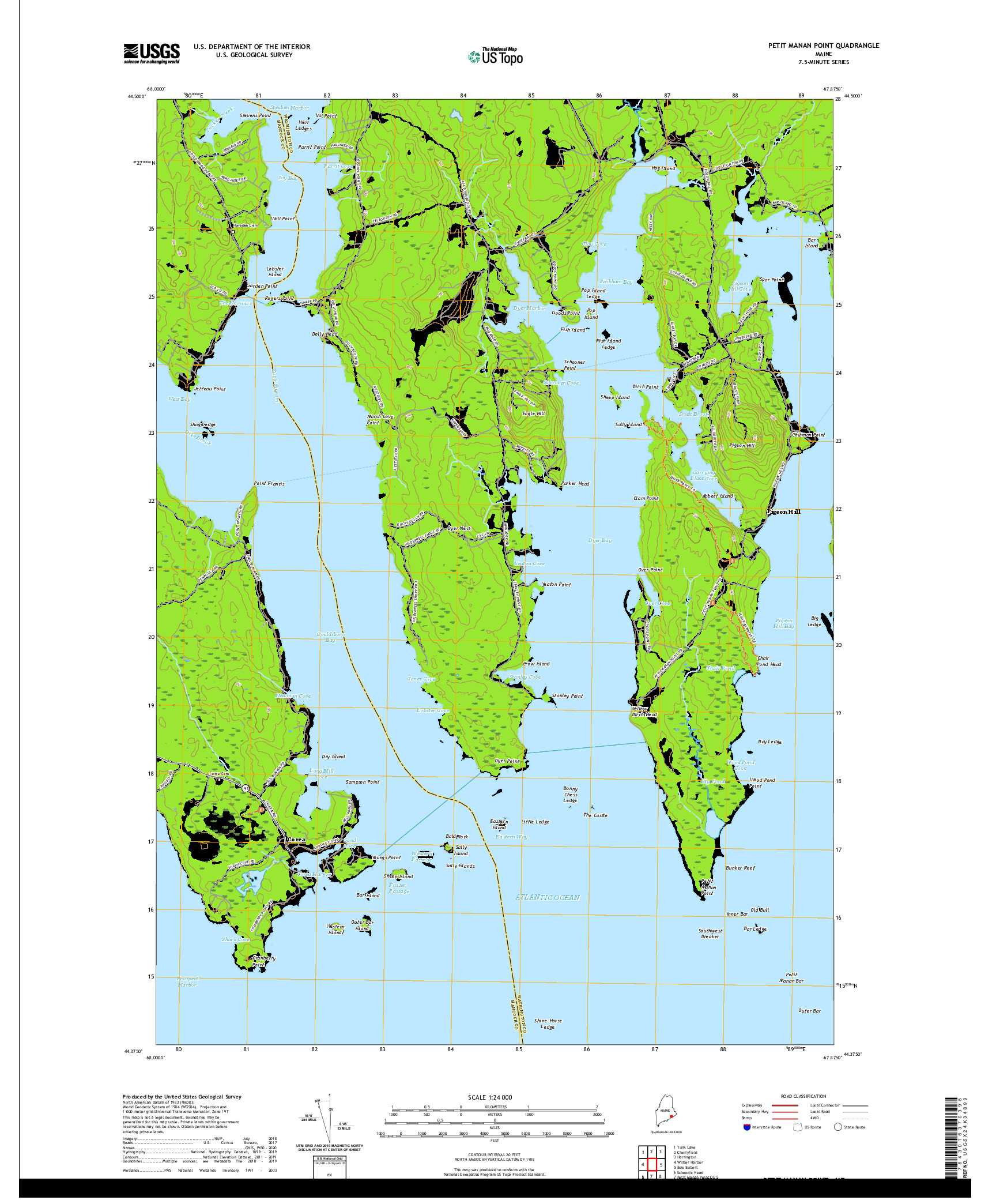 USGS US TOPO 7.5-MINUTE MAP FOR PETIT MANAN POINT, ME 2021