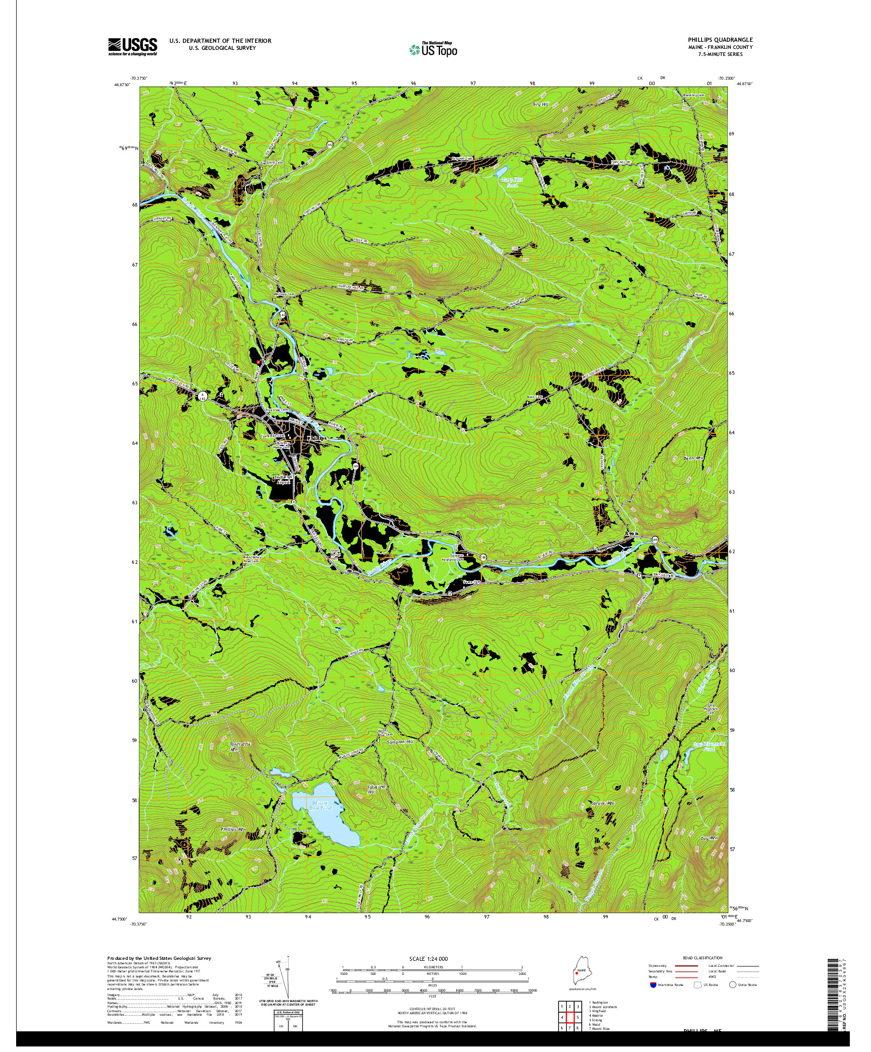 USGS US TOPO 7.5-MINUTE MAP FOR PHILLIPS, ME 2021