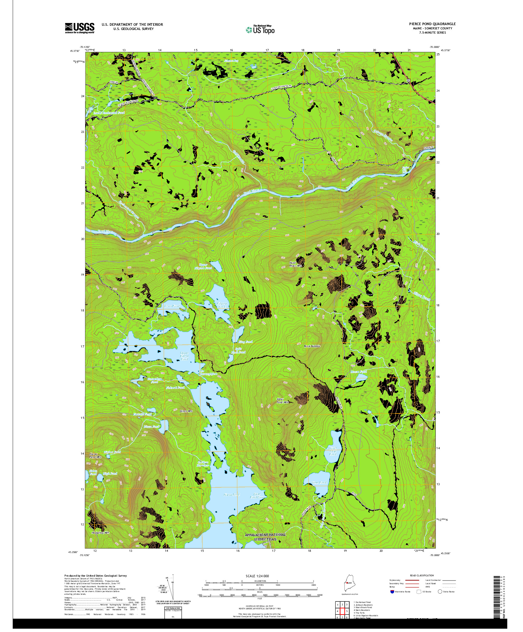 USGS US TOPO 7.5-MINUTE MAP FOR PIERCE POND, ME 2021
