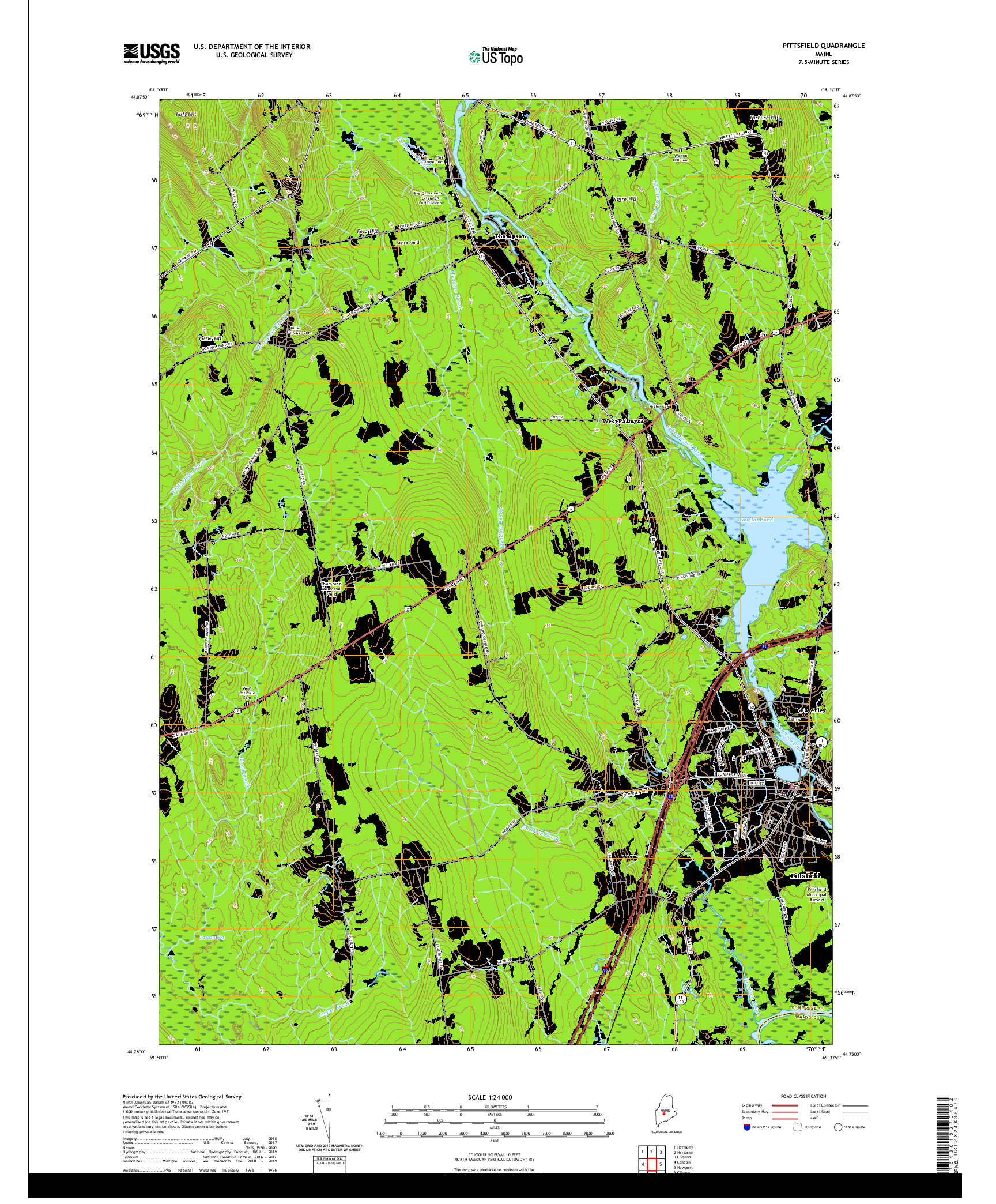 USGS US TOPO 7.5-MINUTE MAP FOR PITTSFIELD, ME 2021