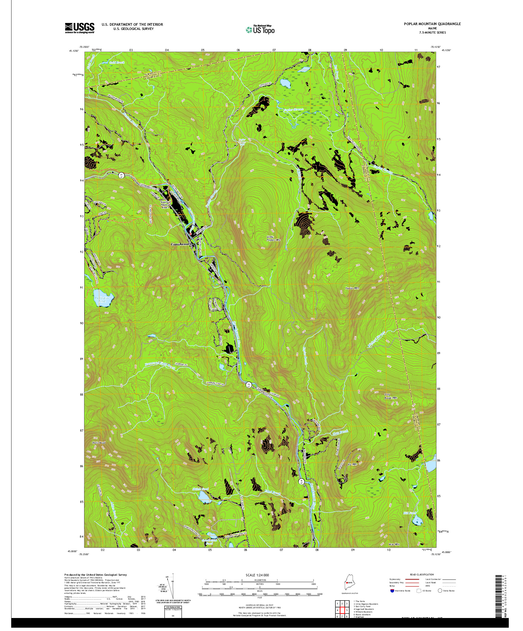 USGS US TOPO 7.5-MINUTE MAP FOR POPLAR MOUNTAIN, ME 2021