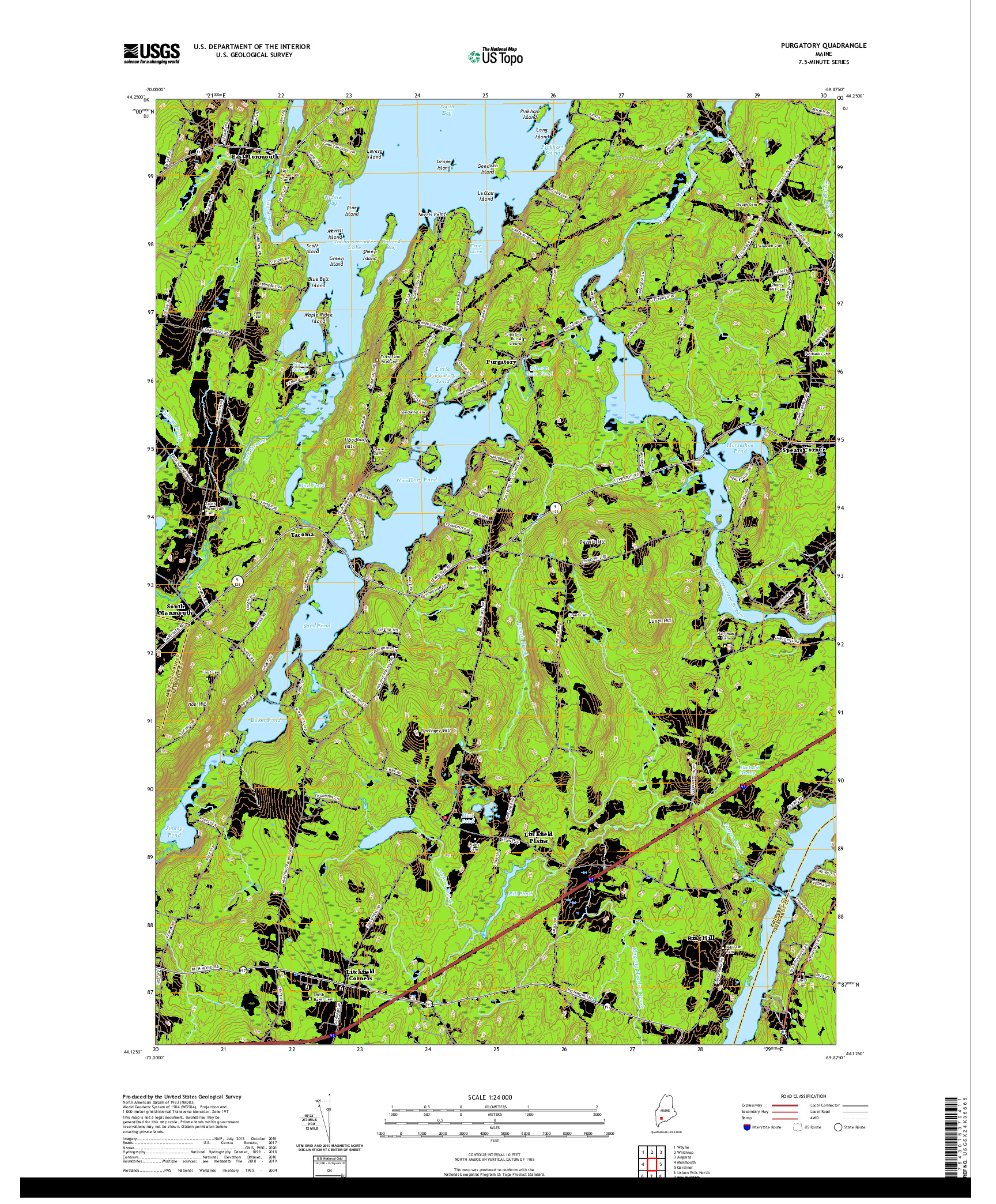 USGS US TOPO 7.5-MINUTE MAP FOR PURGATORY, ME 2021