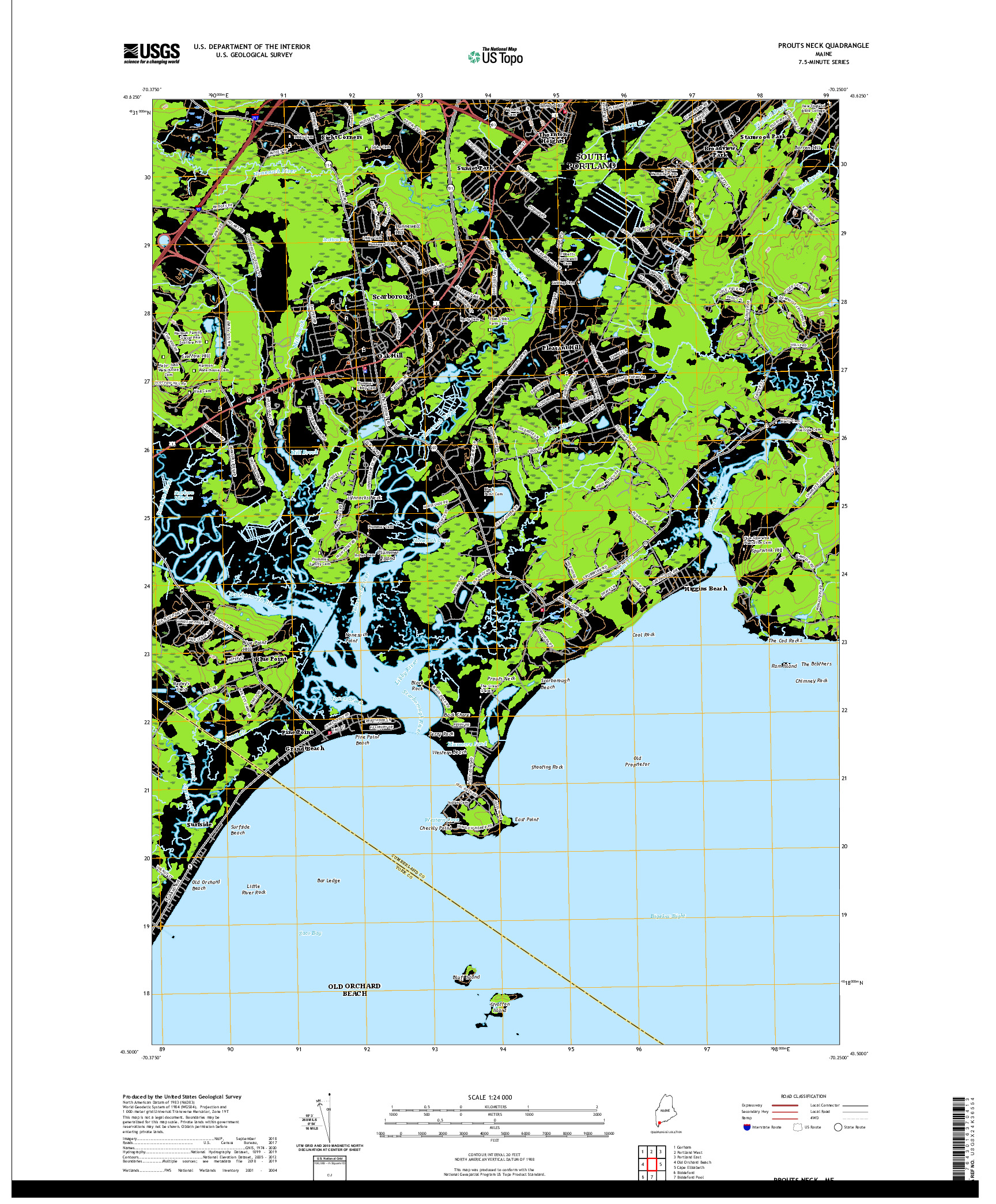 USGS US TOPO 7.5-MINUTE MAP FOR PROUTS NECK, ME 2021