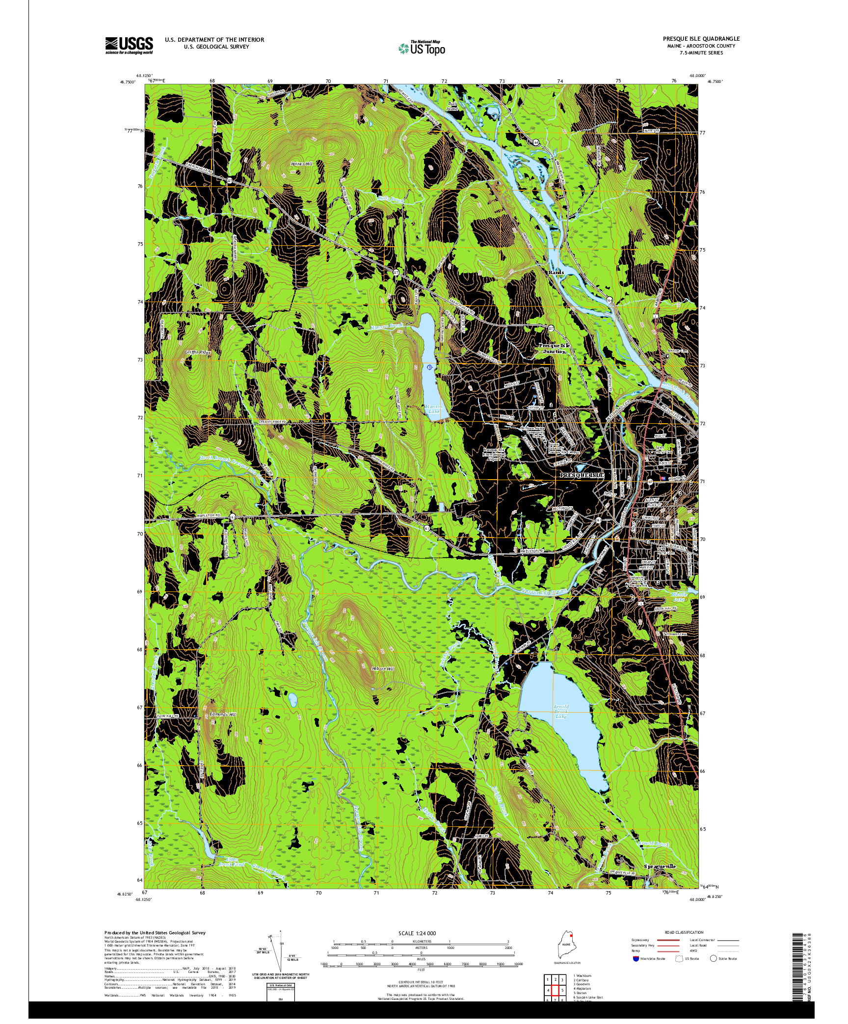 USGS US TOPO 7.5-MINUTE MAP FOR PRESQUE ISLE, ME 2021