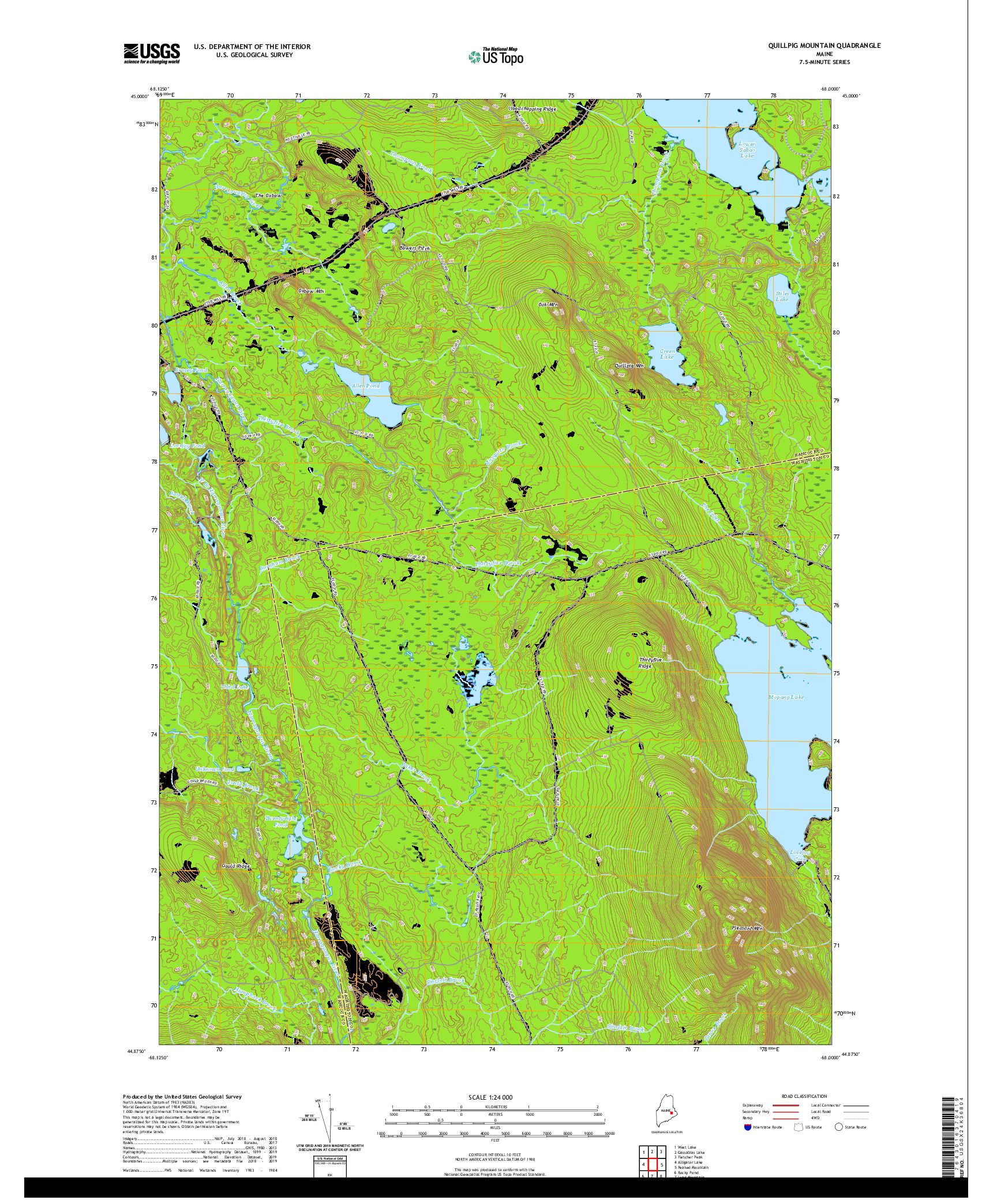 USGS US TOPO 7.5-MINUTE MAP FOR QUILLPIG MOUNTAIN, ME 2021