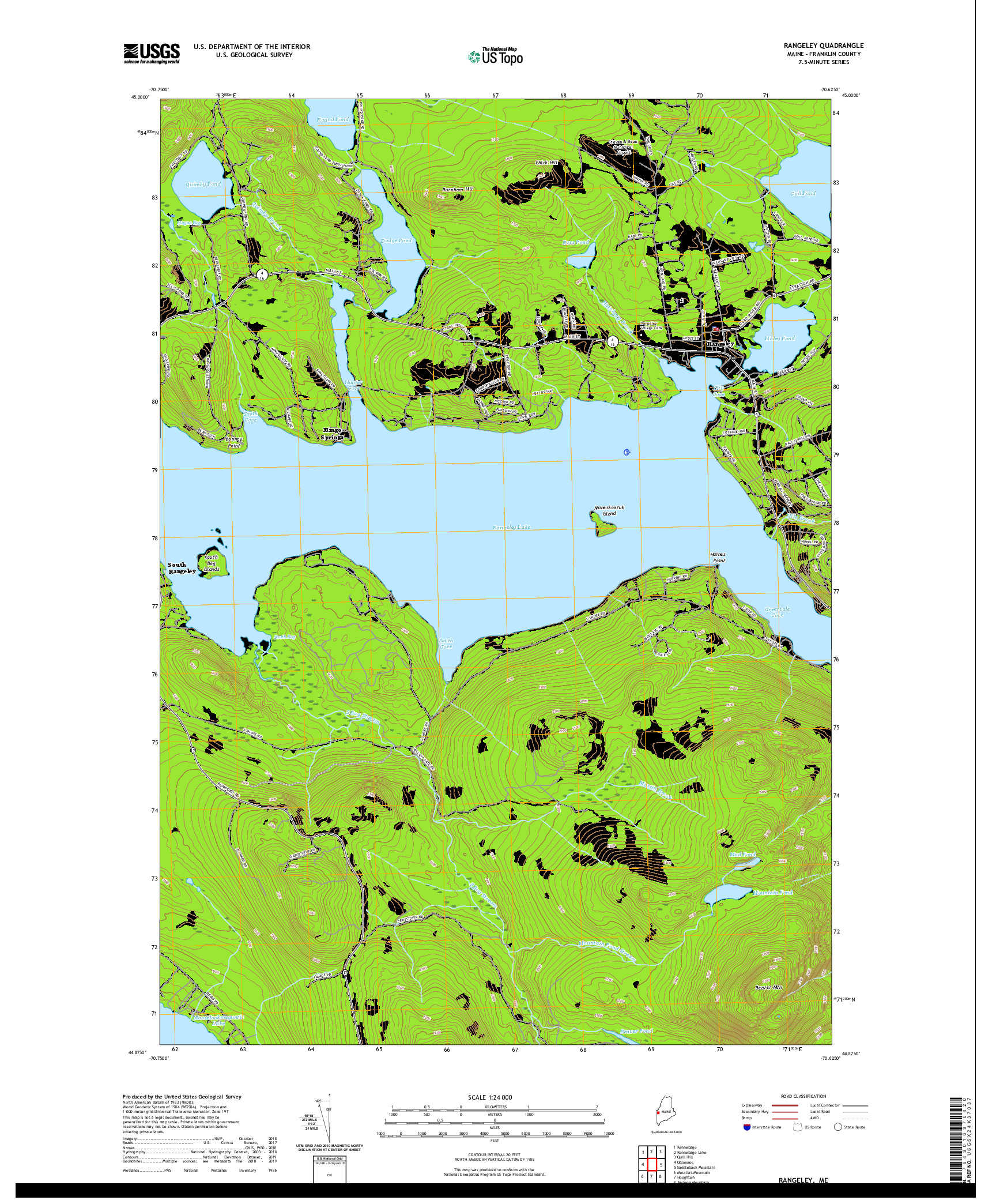 USGS US TOPO 7.5-MINUTE MAP FOR RANGELEY, ME 2021