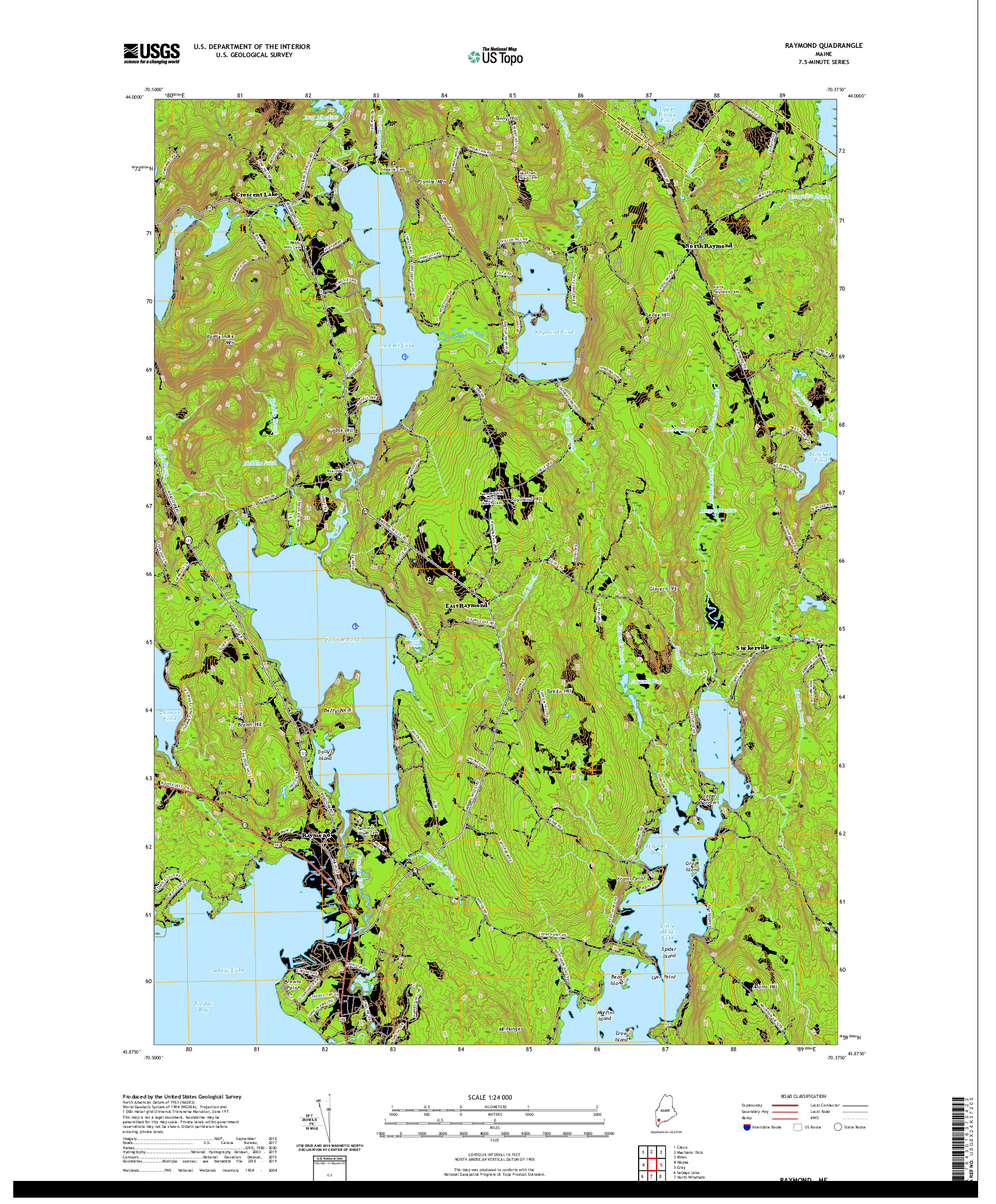 USGS US TOPO 7.5-MINUTE MAP FOR RAYMOND, ME 2021