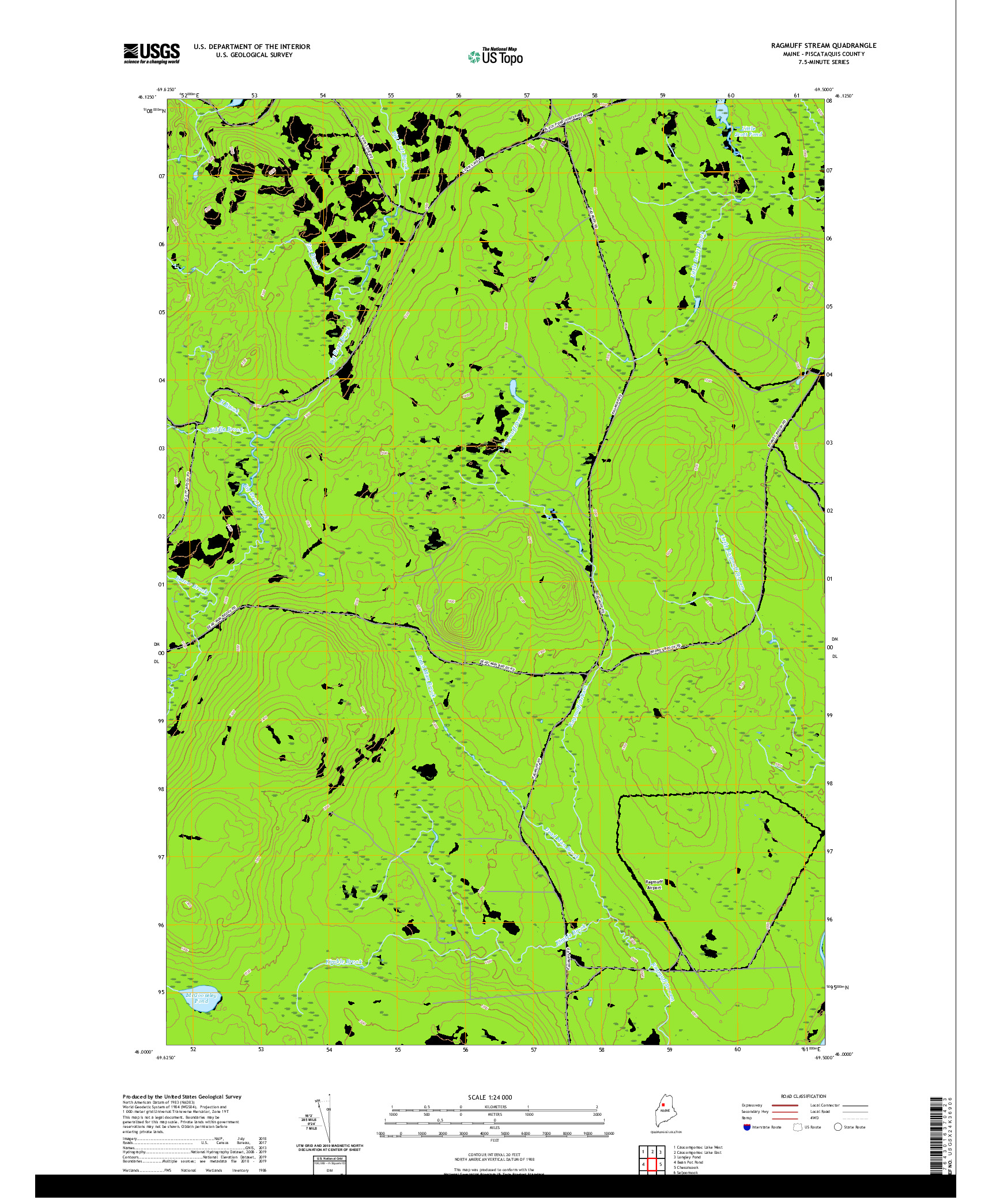 USGS US TOPO 7.5-MINUTE MAP FOR RAGMUFF STREAM, ME 2021