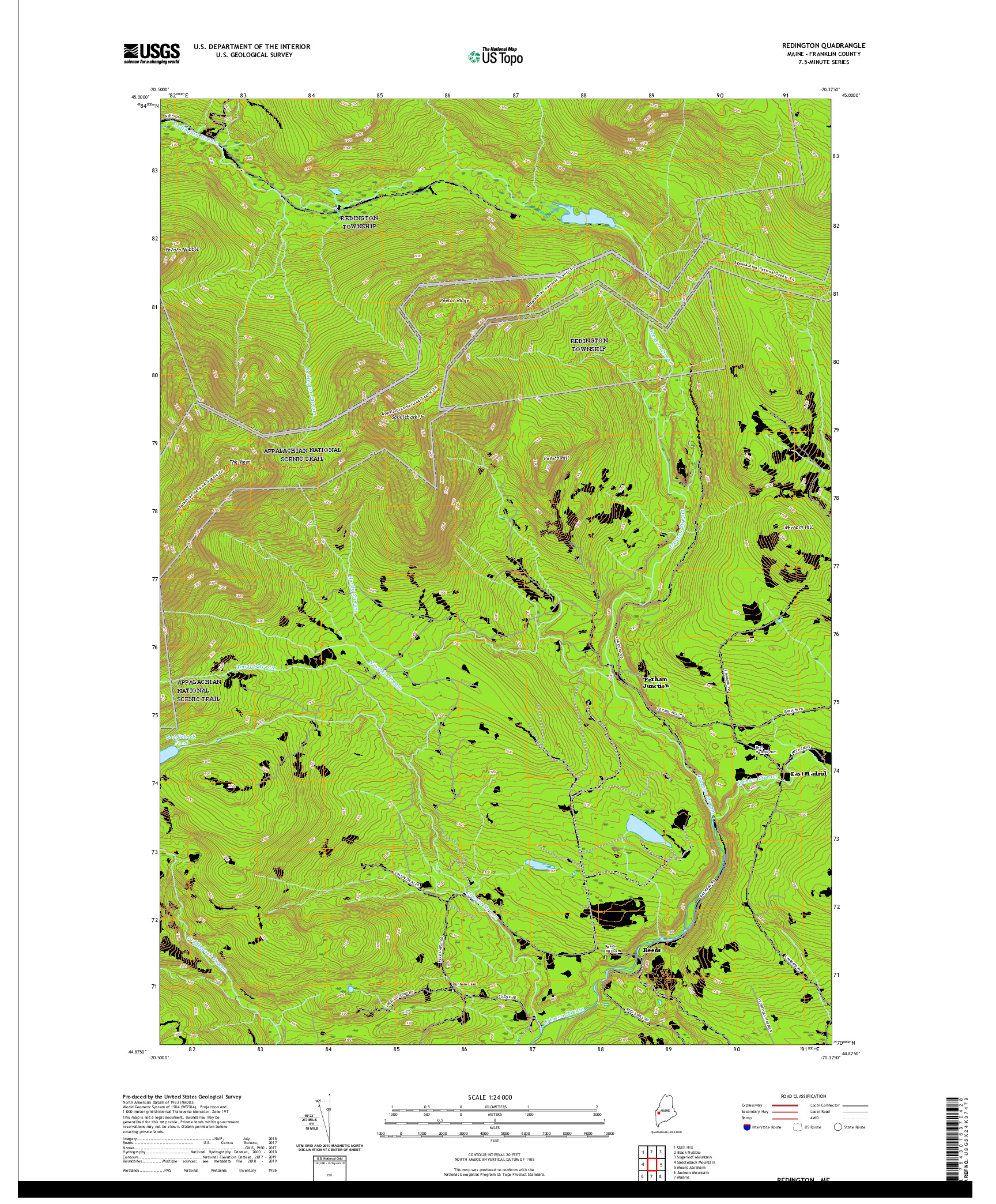 USGS US TOPO 7.5-MINUTE MAP FOR REDINGTON, ME 2021