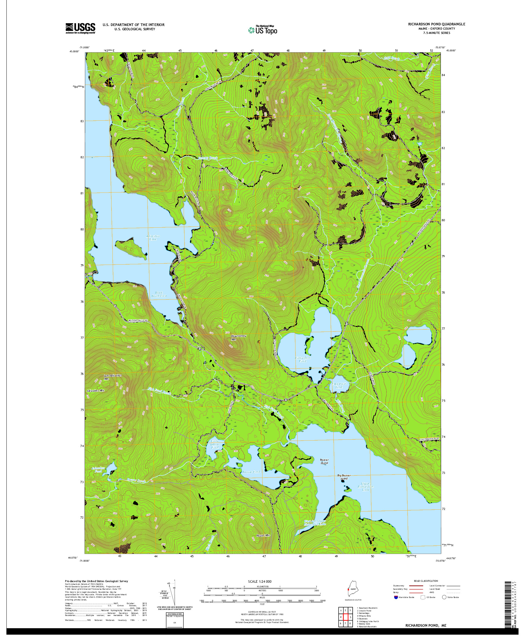 USGS US TOPO 7.5-MINUTE MAP FOR RICHARDSON POND, ME 2021