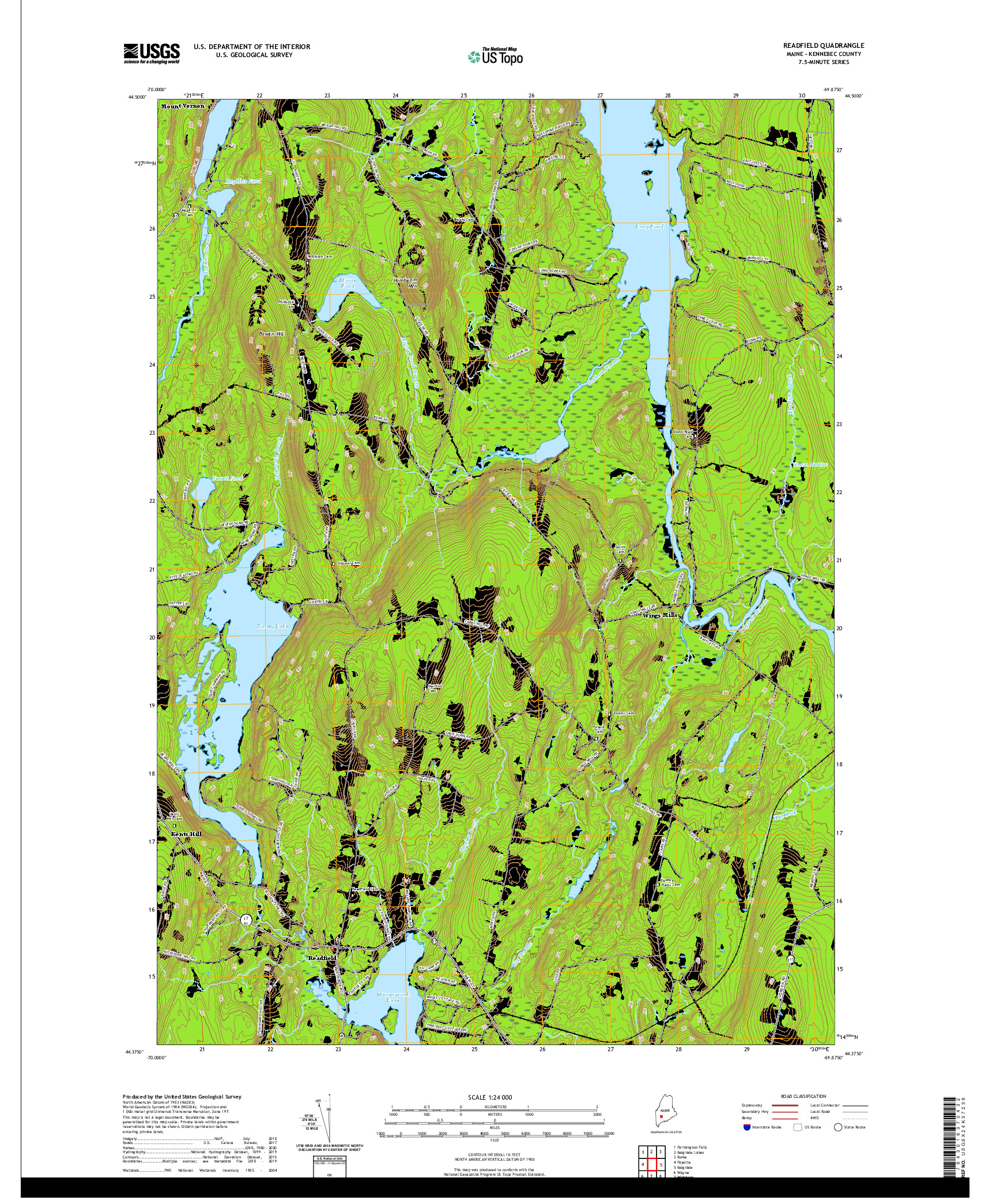 USGS US TOPO 7.5-MINUTE MAP FOR READFIELD, ME 2021