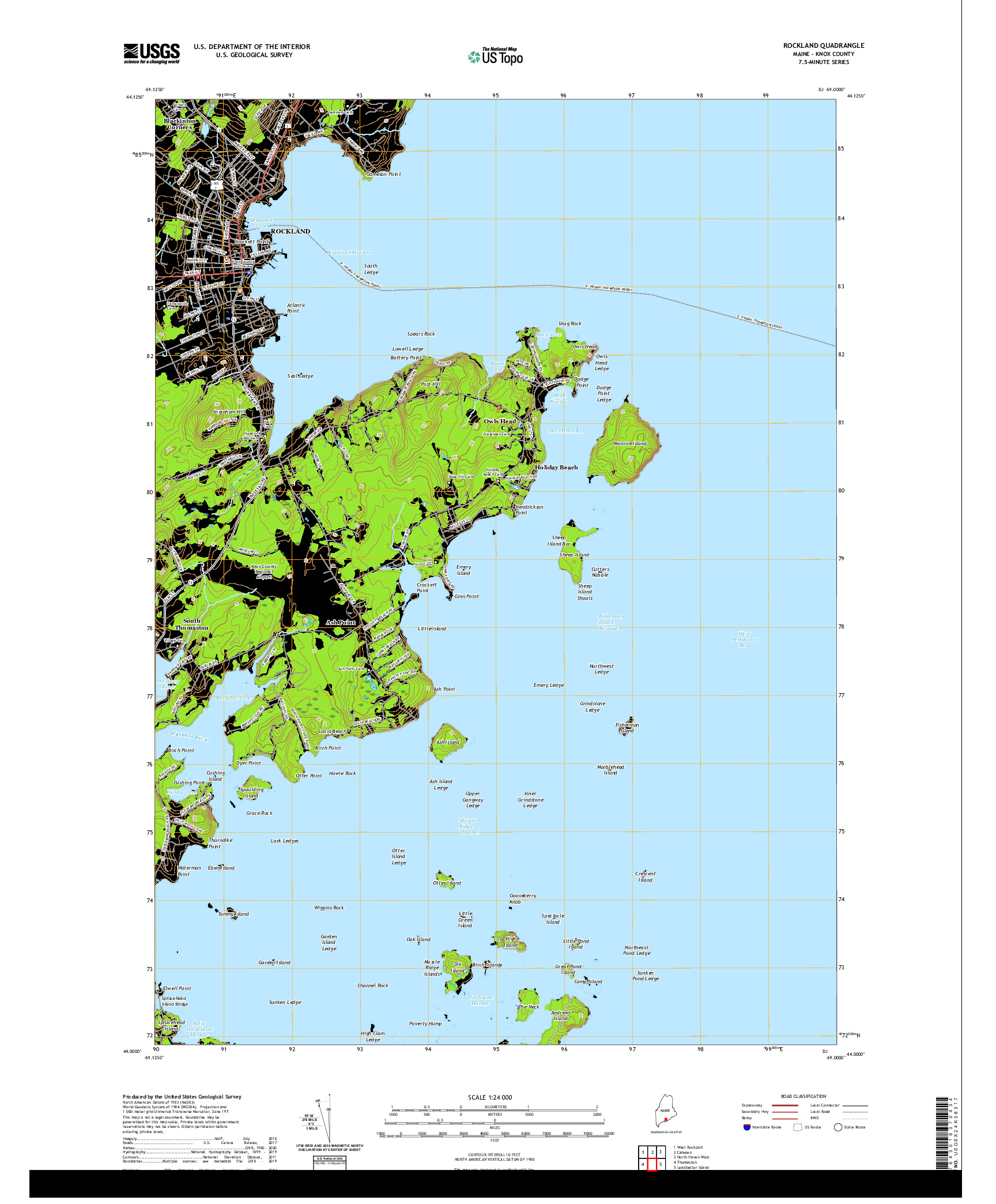 USGS US TOPO 7.5-MINUTE MAP FOR ROCKLAND, ME 2021
