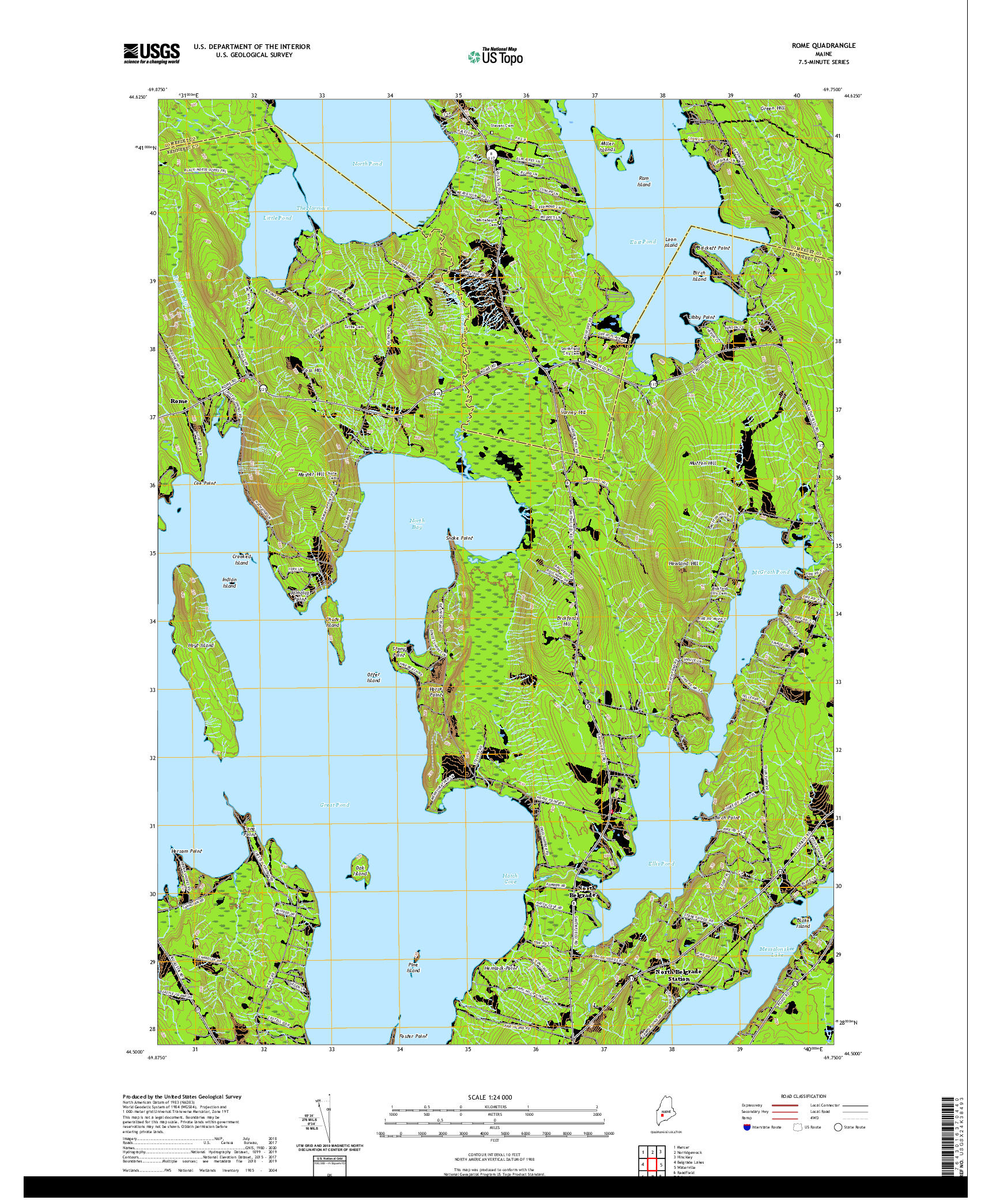 USGS US TOPO 7.5-MINUTE MAP FOR ROME, ME 2021