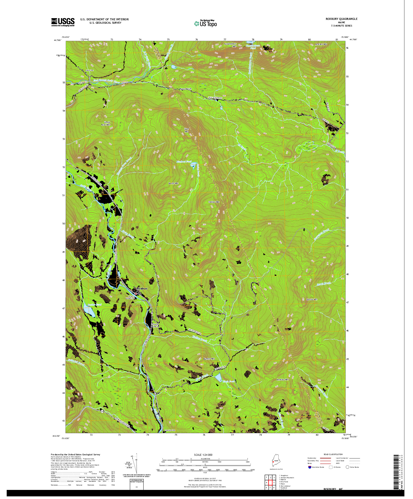 USGS US TOPO 7.5-MINUTE MAP FOR ROXBURY, ME 2021