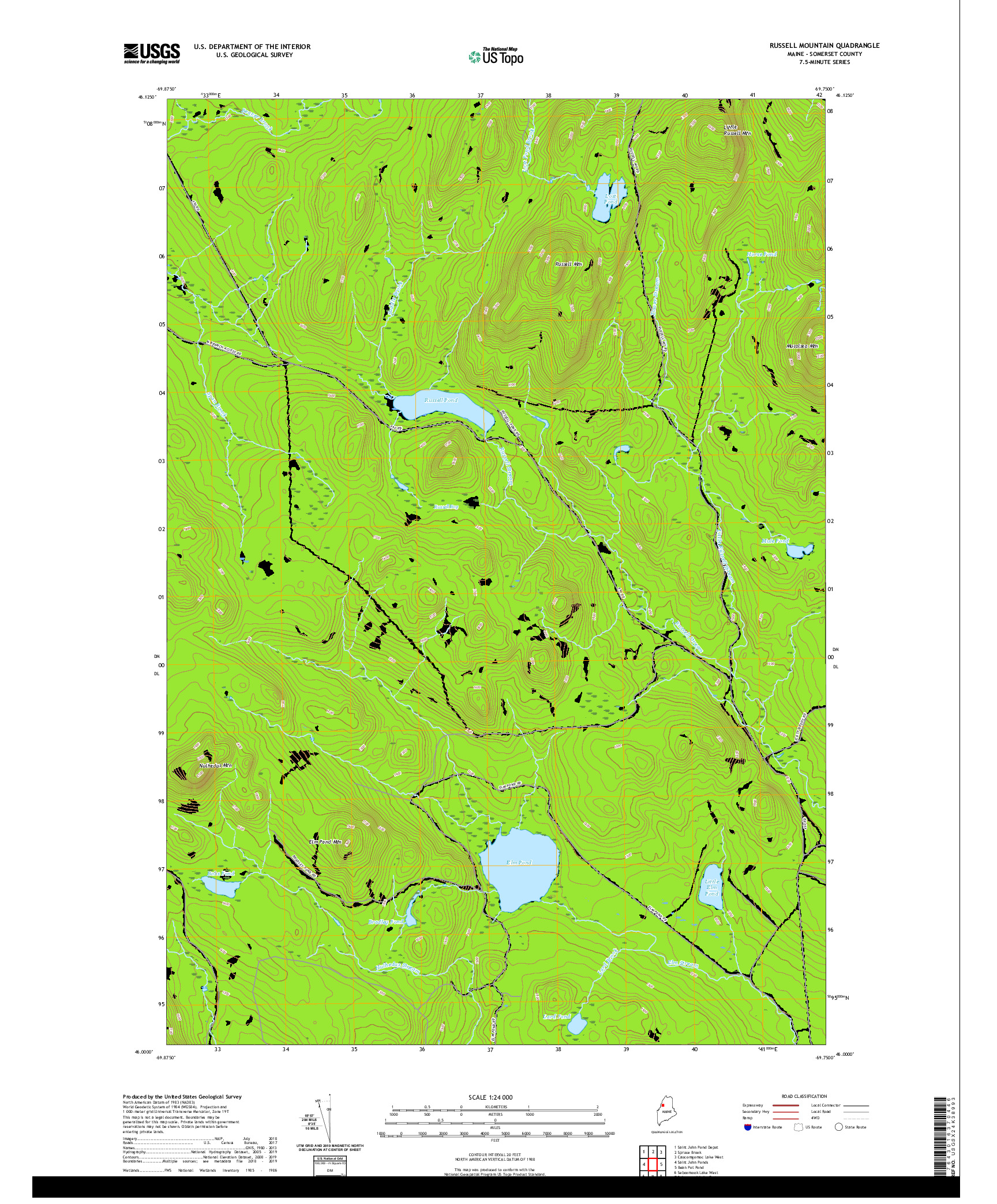 USGS US TOPO 7.5-MINUTE MAP FOR RUSSELL MOUNTAIN, ME 2021