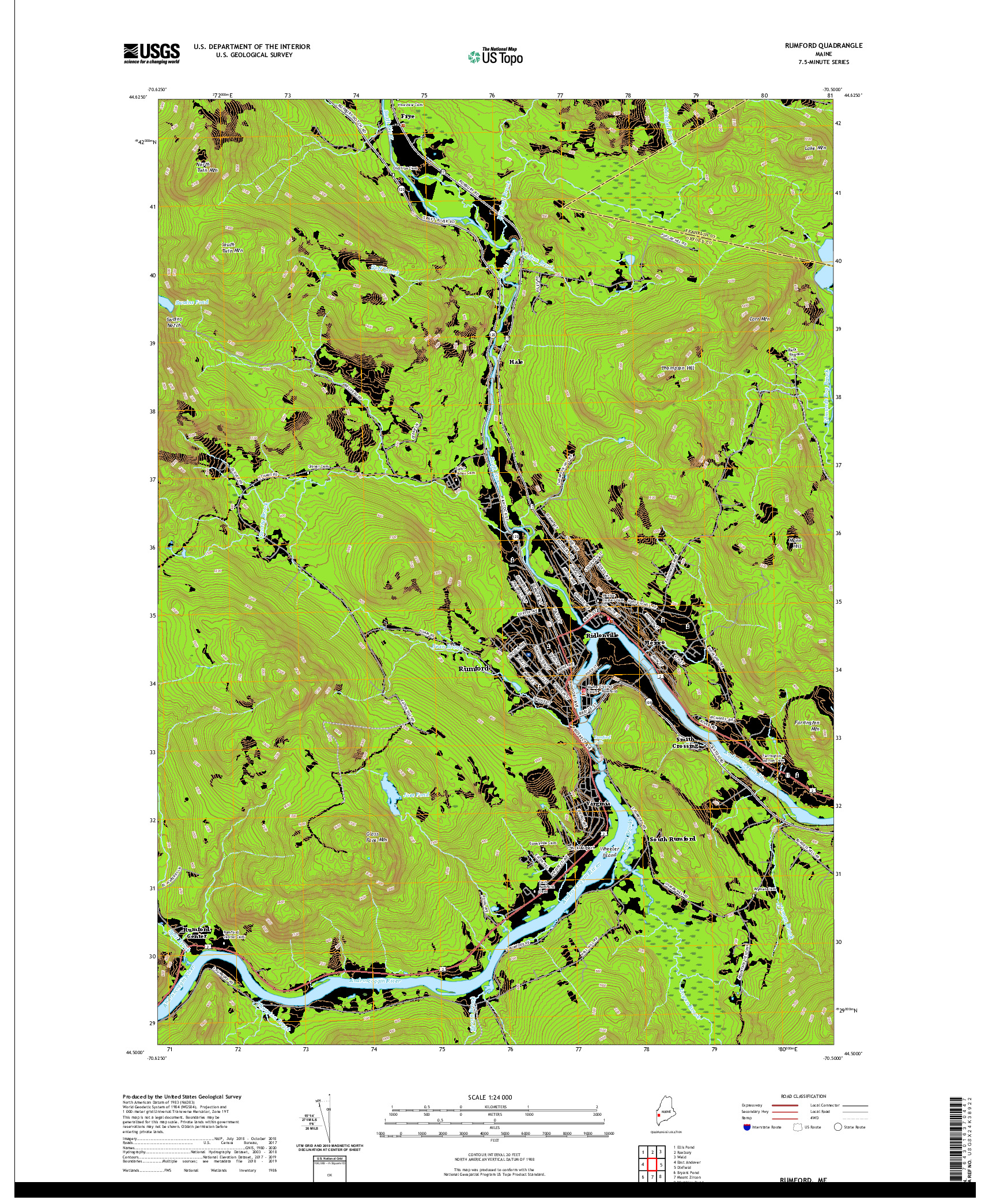 USGS US TOPO 7.5-MINUTE MAP FOR RUMFORD, ME 2021