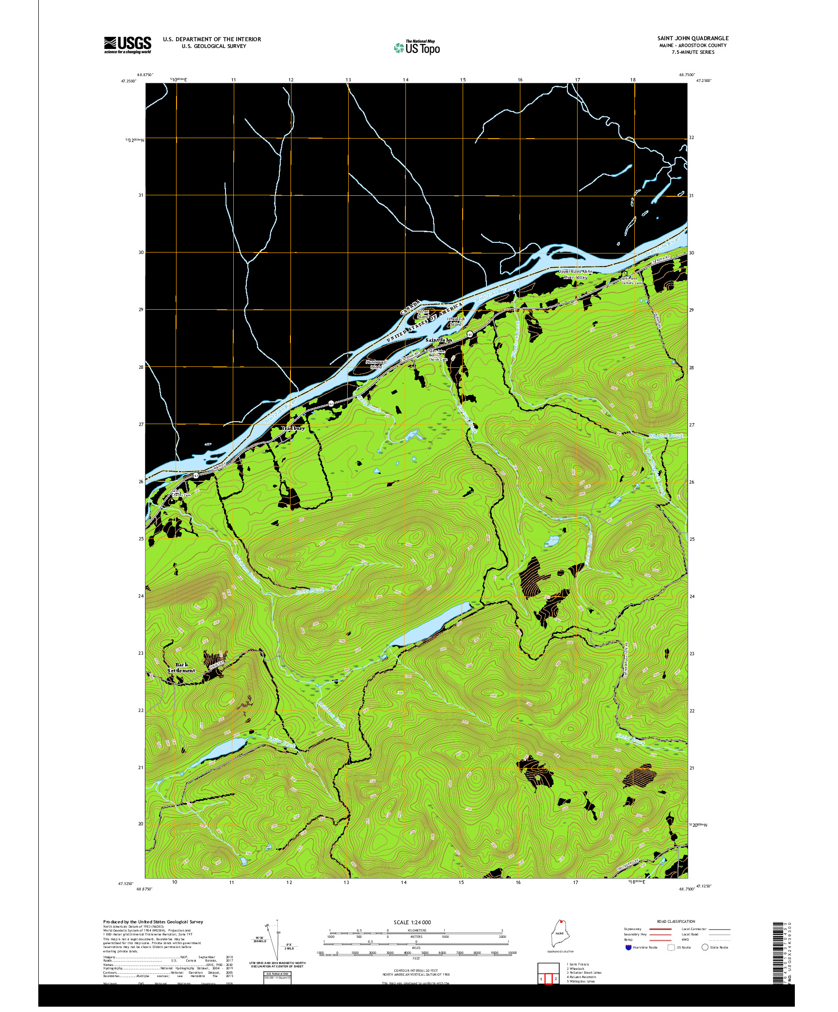 USGS US TOPO 7.5-MINUTE MAP FOR SAINT JOHN, ME,NB 2021