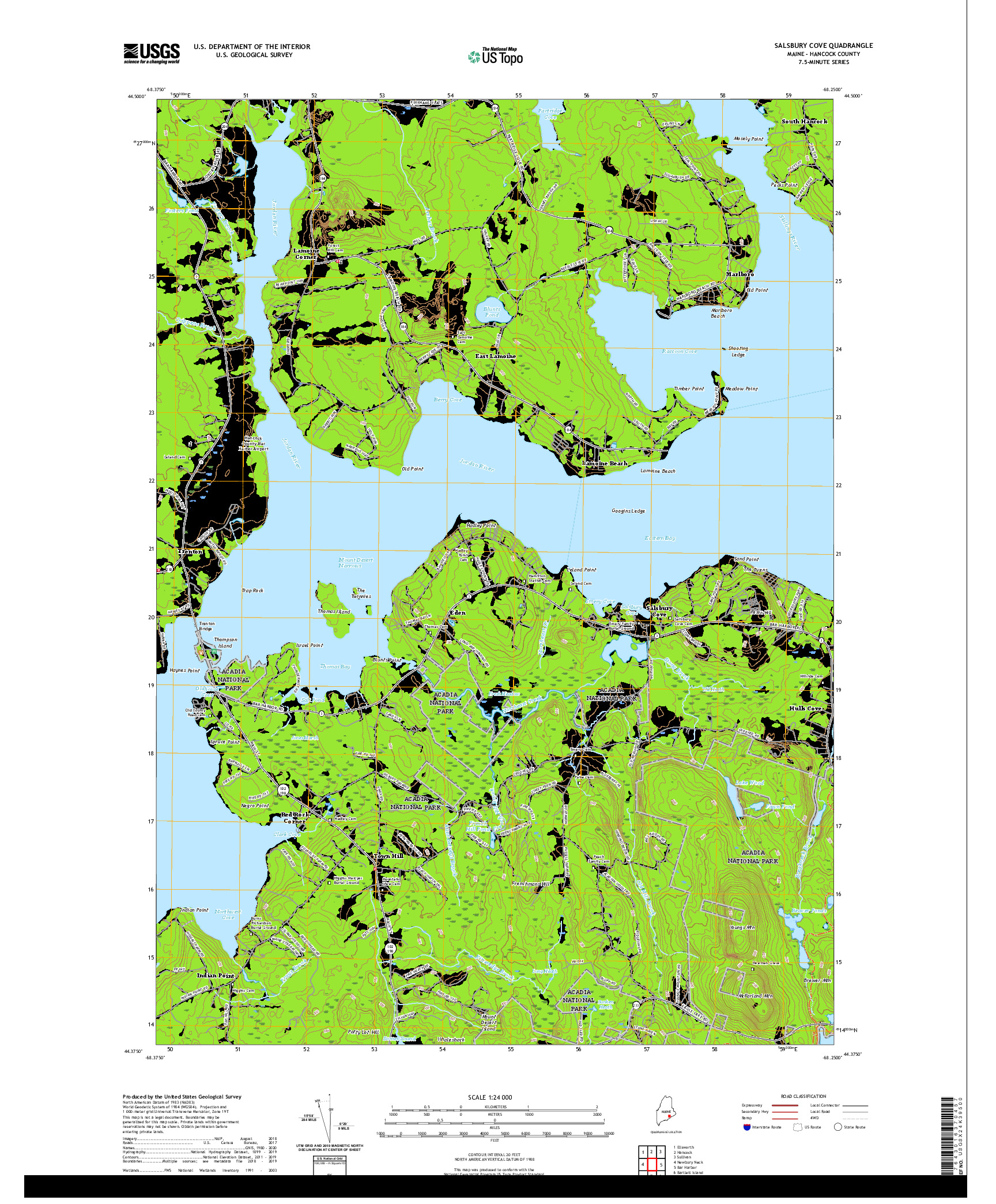 USGS US TOPO 7.5-MINUTE MAP FOR SALSBURY COVE, ME 2021