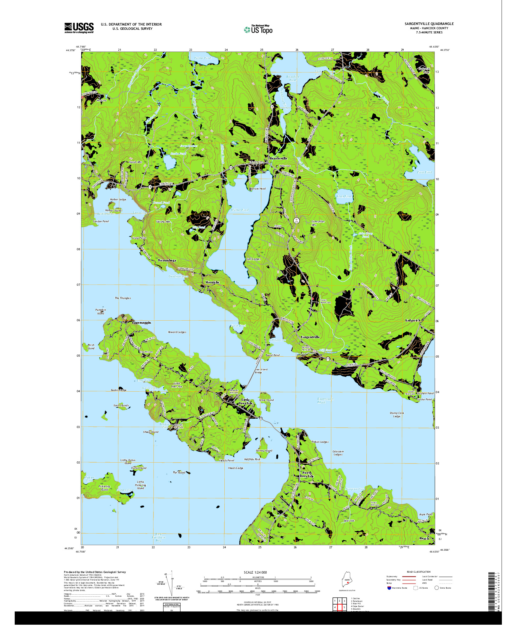 USGS US TOPO 7.5-MINUTE MAP FOR SARGENTVILLE, ME 2021