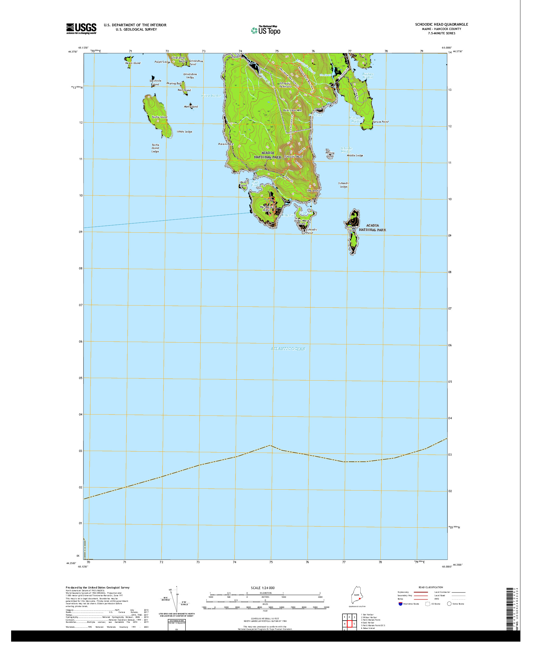 USGS US TOPO 7.5-MINUTE MAP FOR SCHOODIC HEAD, ME 2021