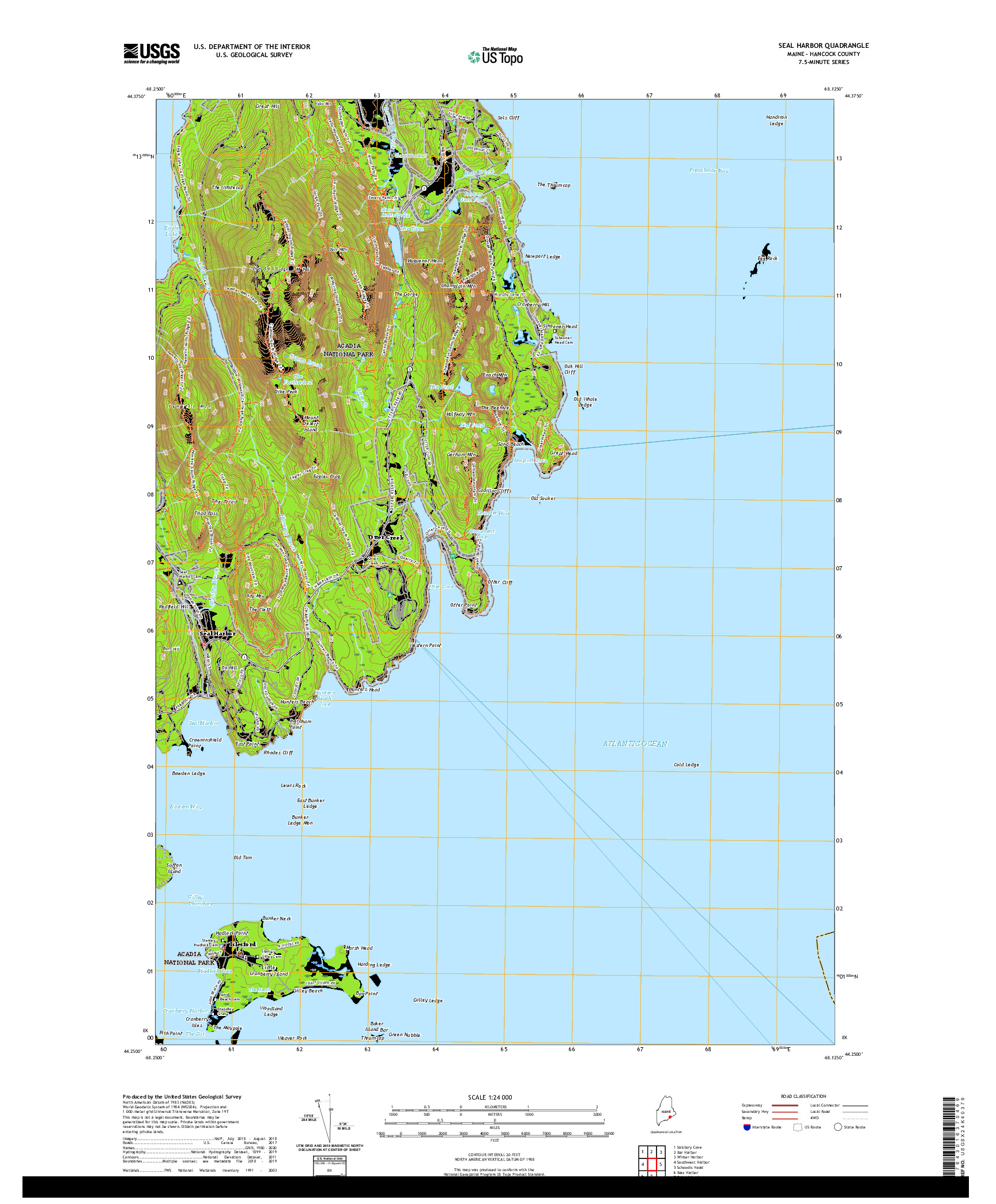 USGS US TOPO 7.5-MINUTE MAP FOR SEAL HARBOR, ME 2021