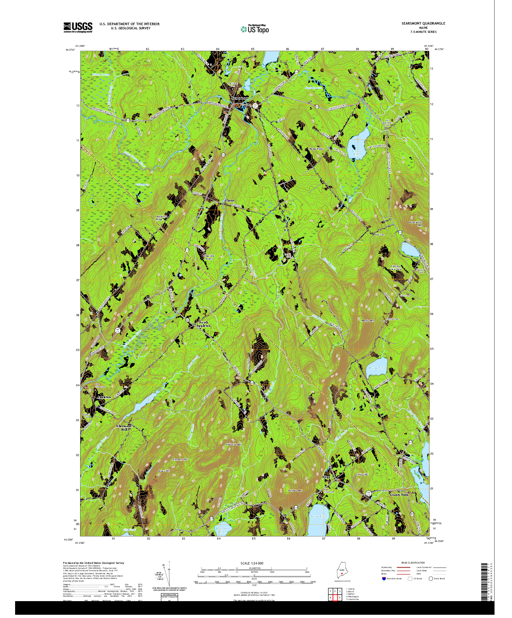 USGS US TOPO 7.5-MINUTE MAP FOR SEARSMONT, ME 2021