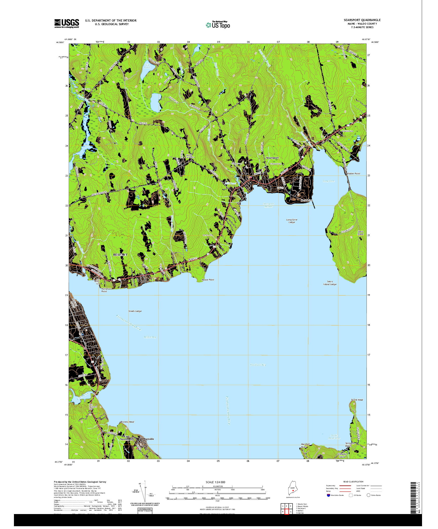 USGS US TOPO 7.5-MINUTE MAP FOR SEARSPORT, ME 2021