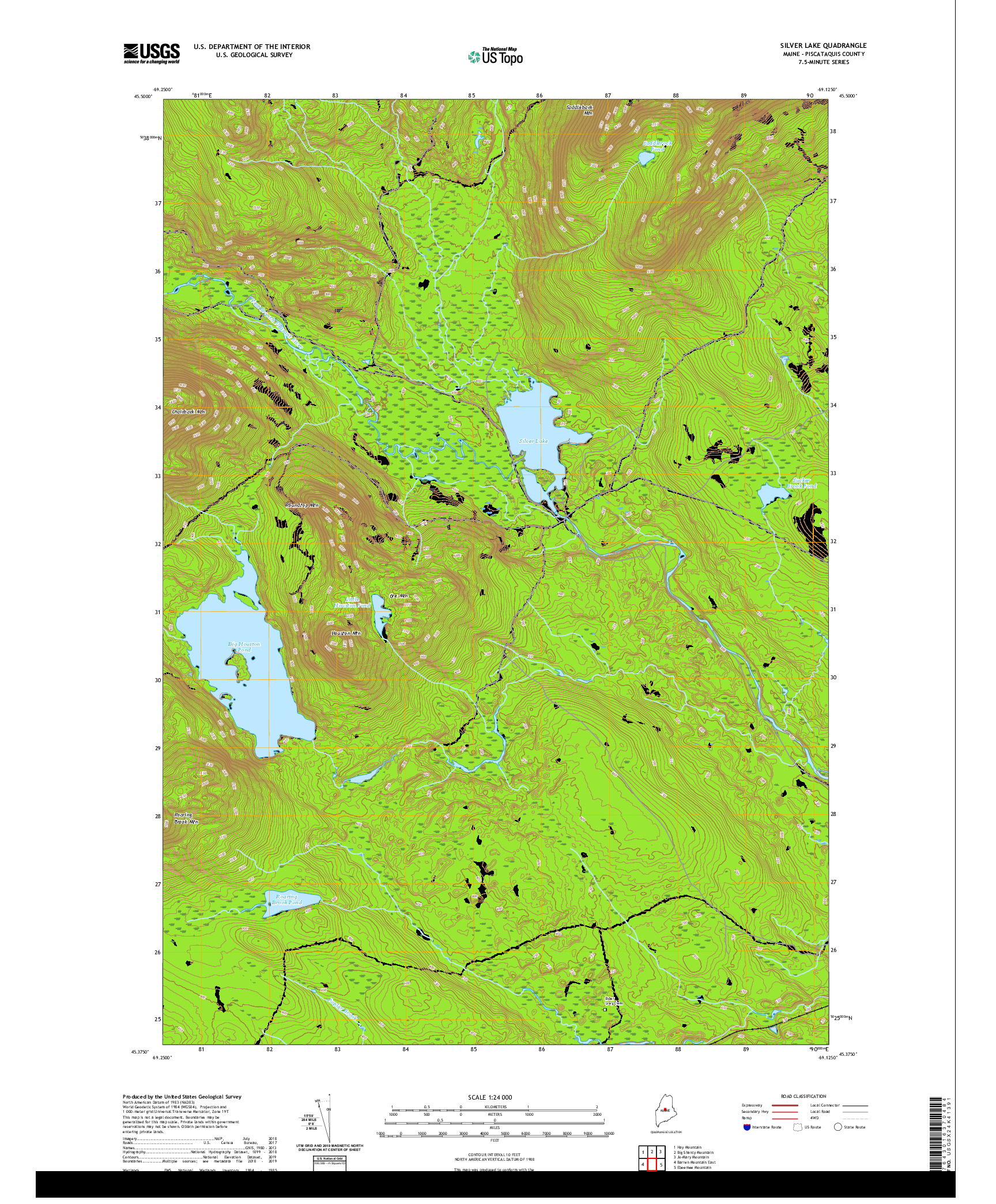 USGS US TOPO 7.5-MINUTE MAP FOR SILVER LAKE, ME 2021