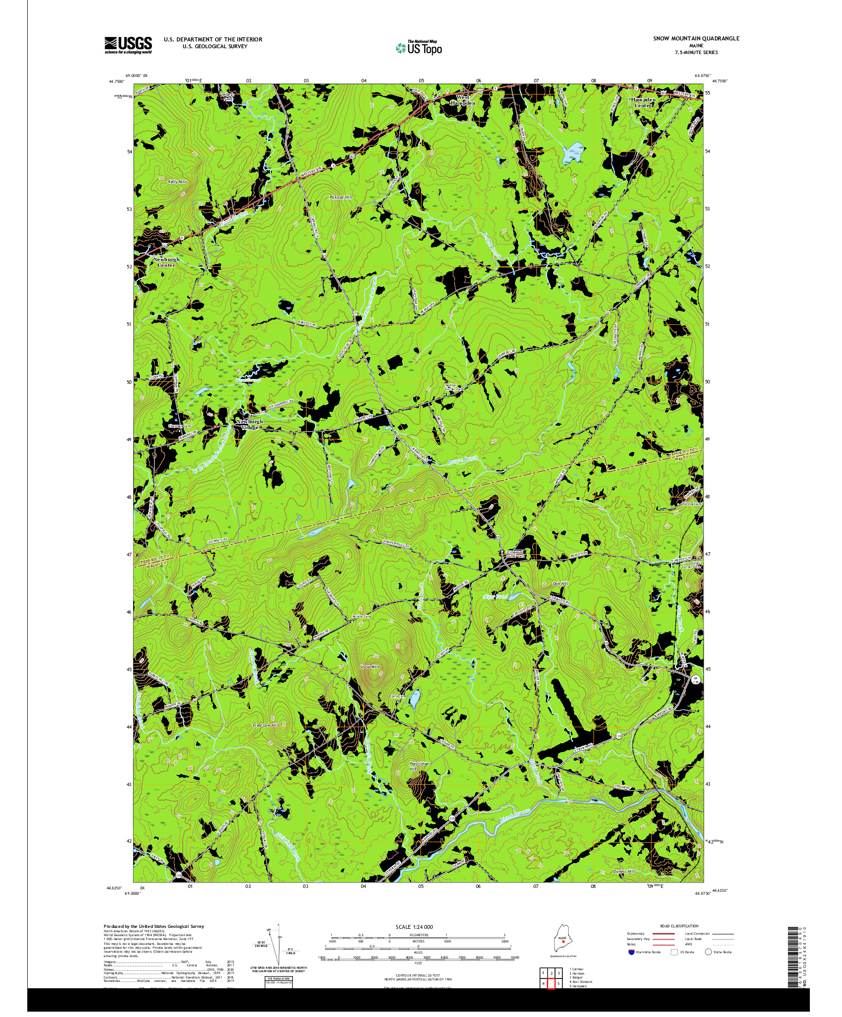 USGS US TOPO 7.5-MINUTE MAP FOR SNOW MOUNTAIN, ME 2021